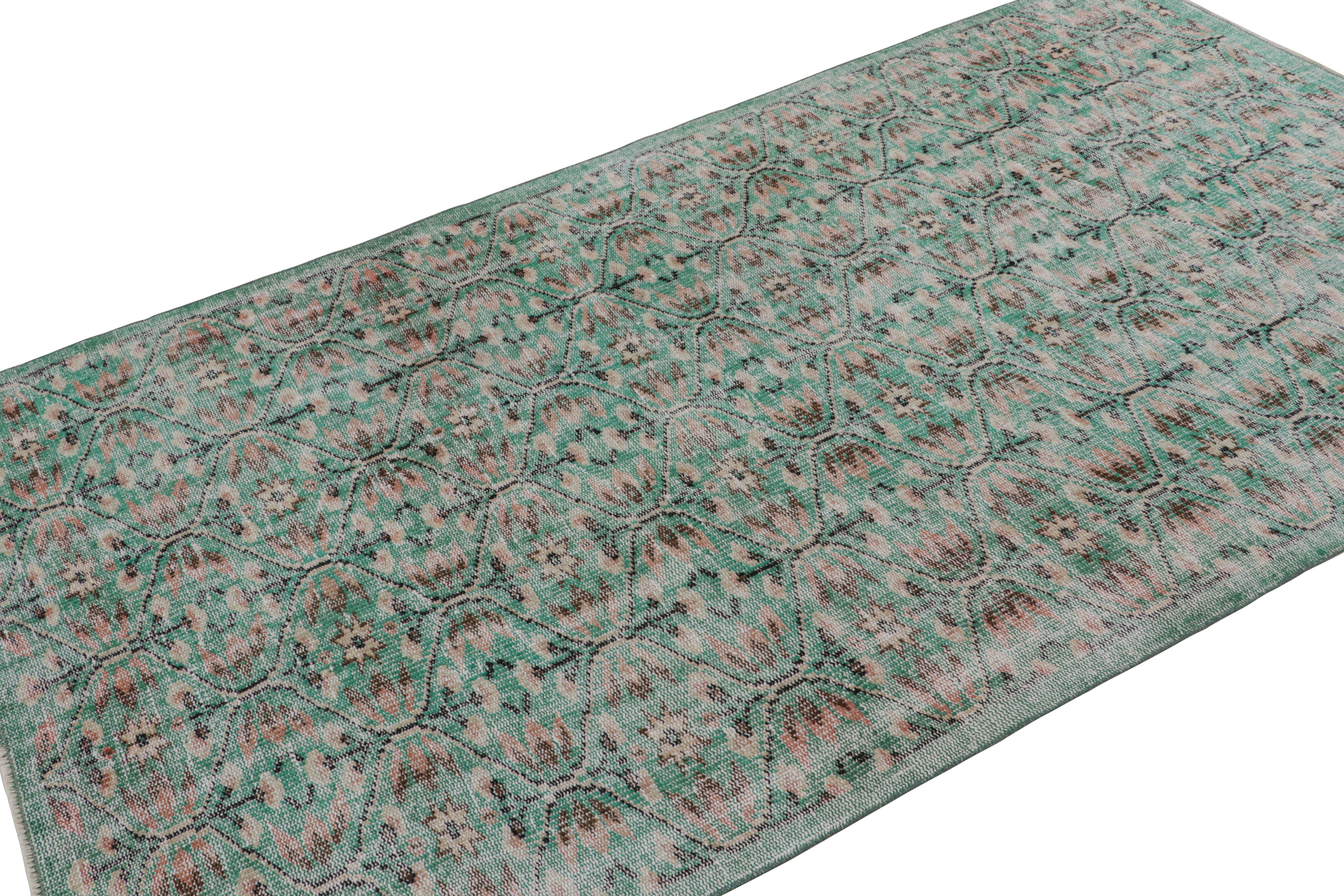 Handknotted in wool, this 5x8 vintage Art deco Zeki Múren runner originates from Turkey, circa 1960-1970 and is latest to join Rug & Kilim’s repertoire of vintage selections. 

On the Design:

Believed to hail from the Turkish artist Zeki Muren,