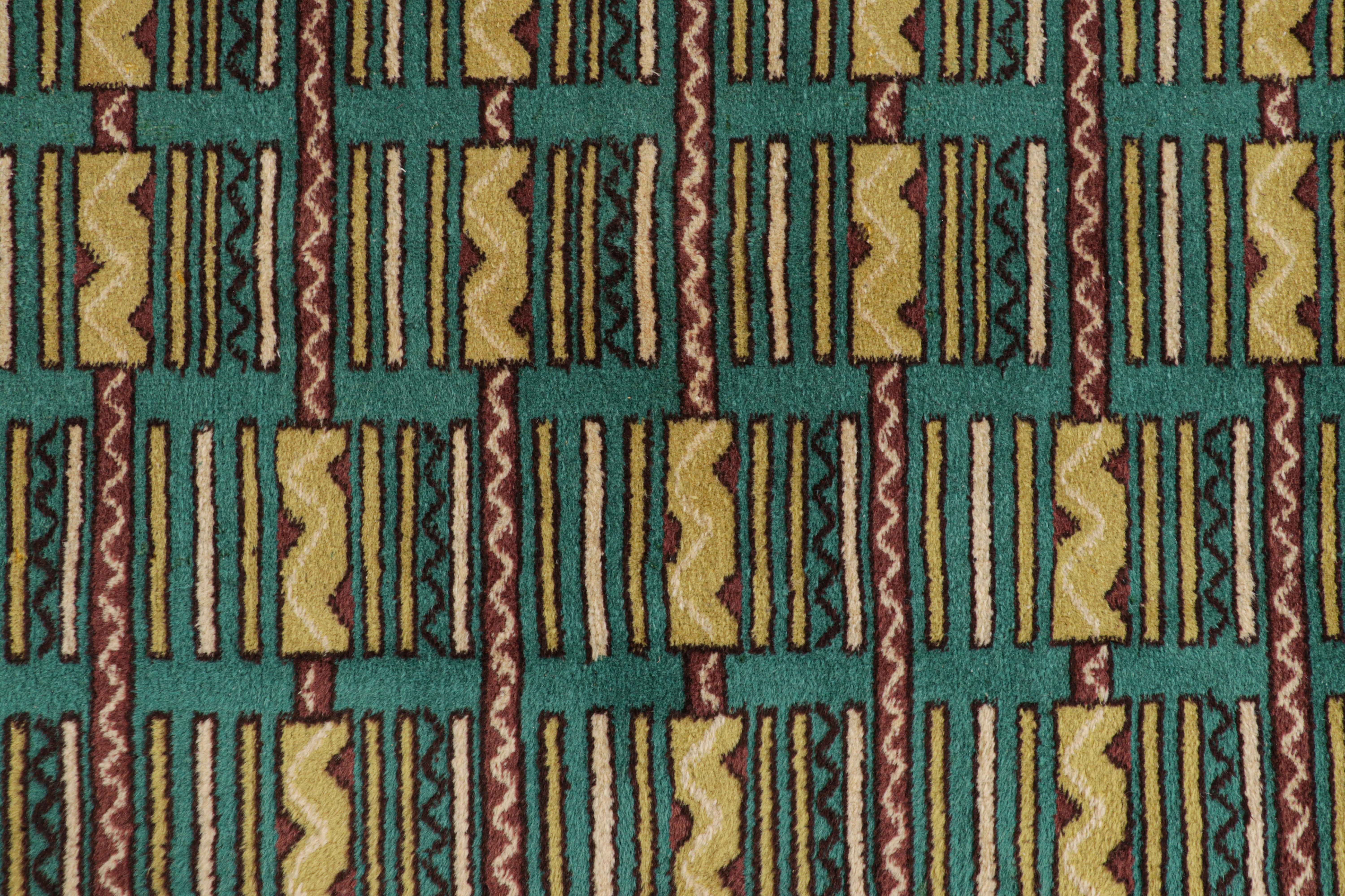Vintage Zeki Müren Teppich in Teal mit geometrischen Mustern, von Rug & Kilim (Türkisch) im Angebot