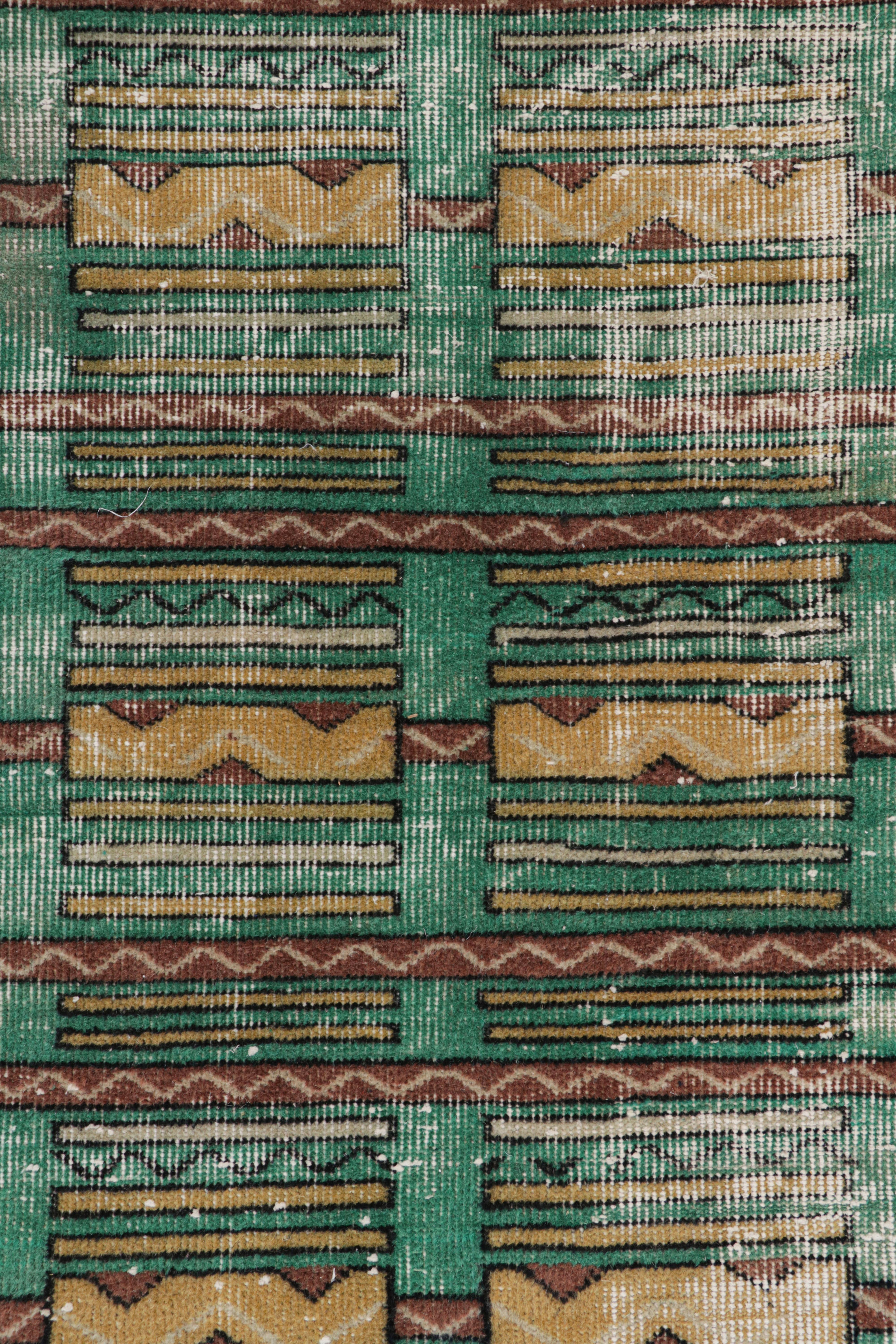 Vintage Zeki Müren Teppich in Teal mit geometrischen Mustern, von Rug & Kilim (Mitte des 20. Jahrhunderts) im Angebot
