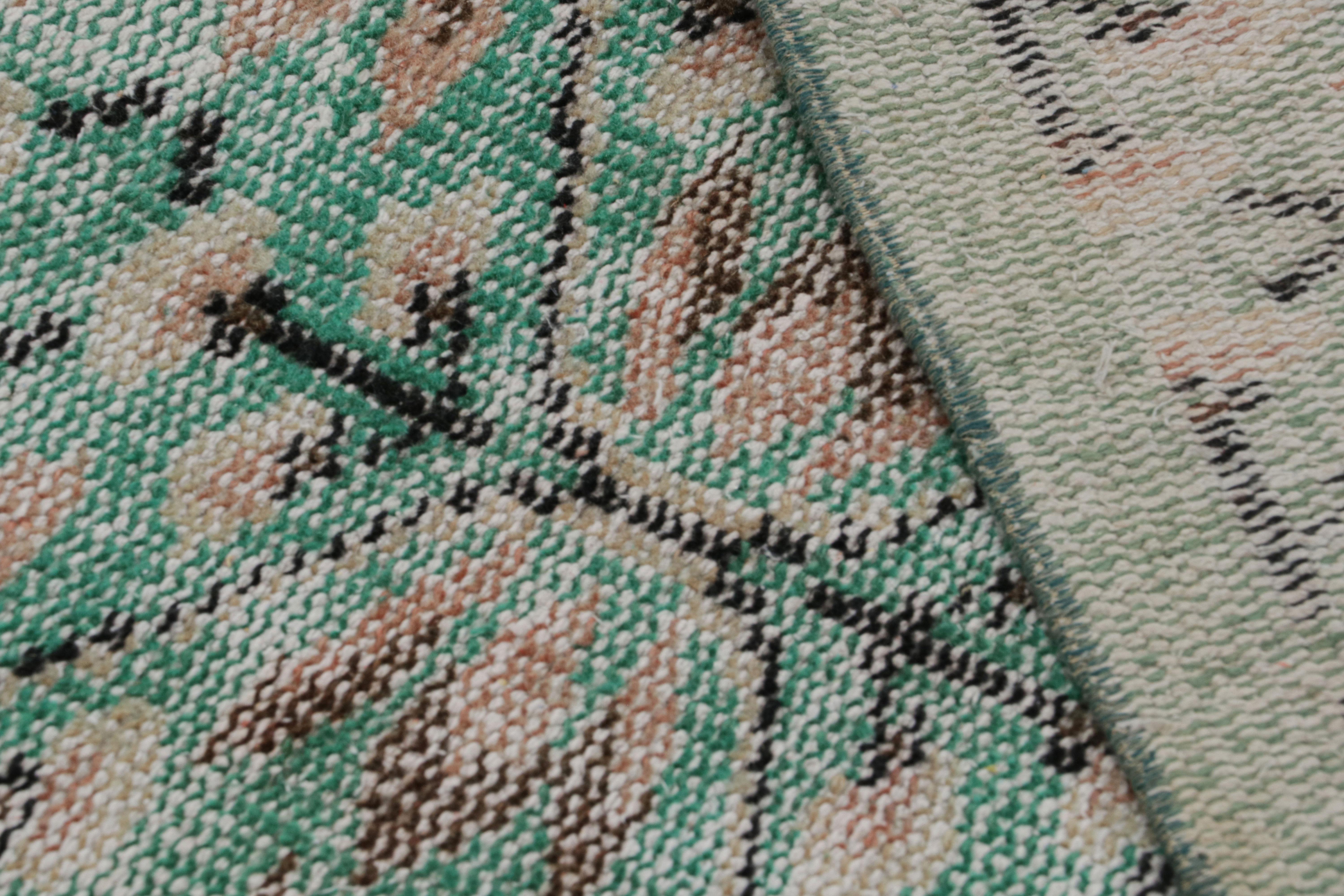 Vintage Zeki Müren Teppich in Teal mit geometrischen Mustern, von Rug & Kilim (Wolle) im Angebot