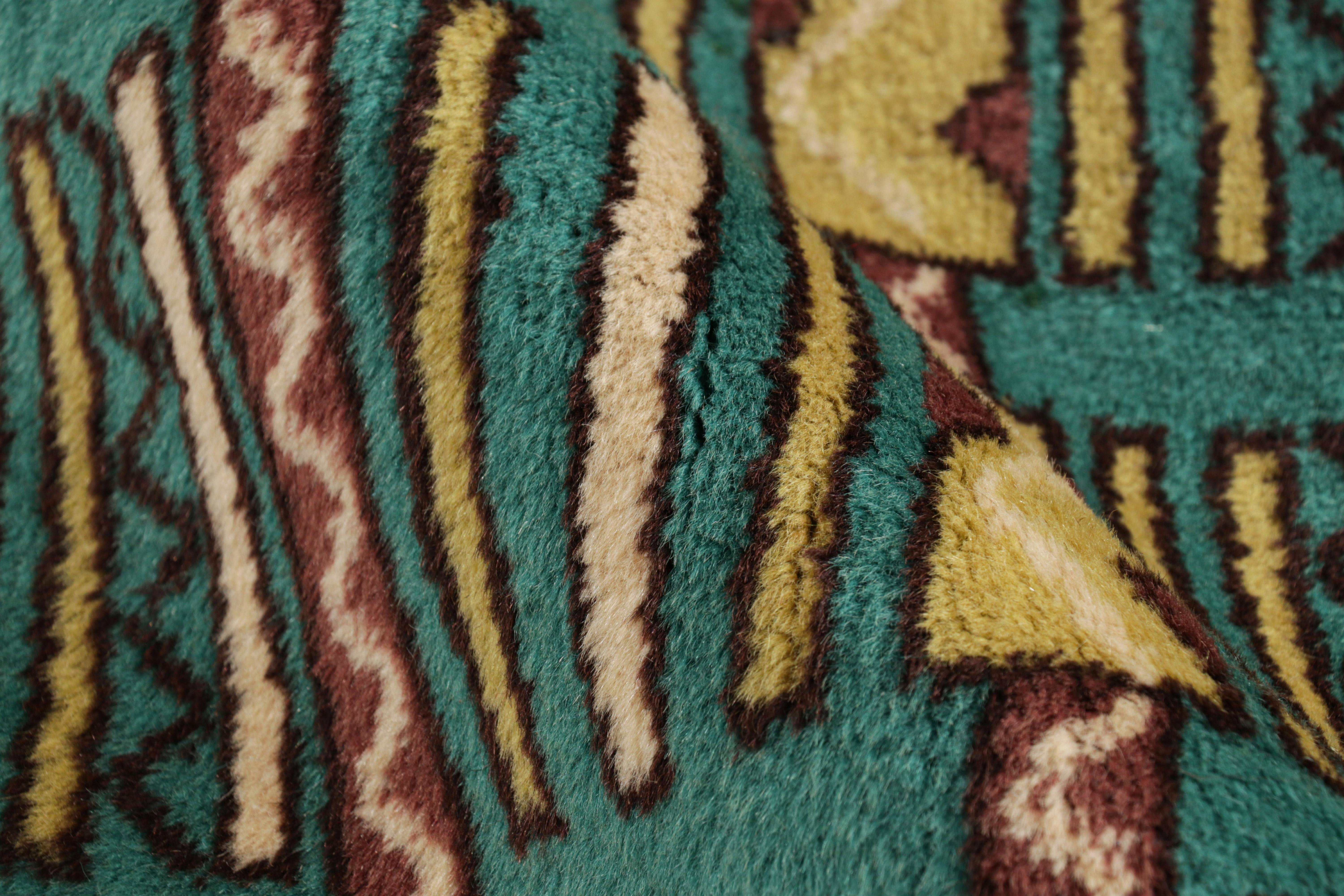 Vintage Zeki Müren Teppich in Teal mit geometrischen Mustern, von Rug & Kilim (Wolle) im Angebot