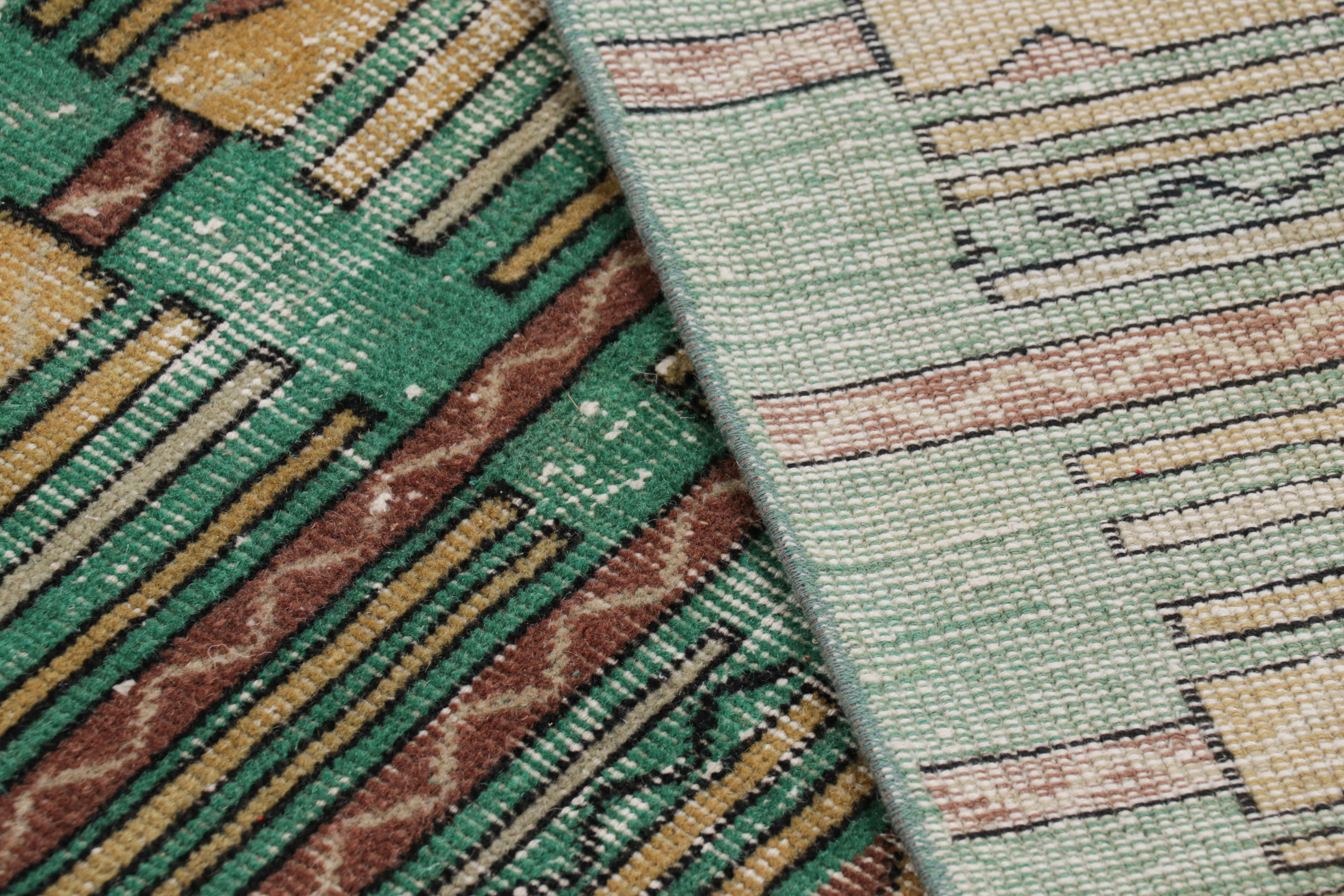 Vintage Zeki Müren Teppich in Teal mit geometrischen Mustern, von Rug & Kilim (Wolle) im Angebot