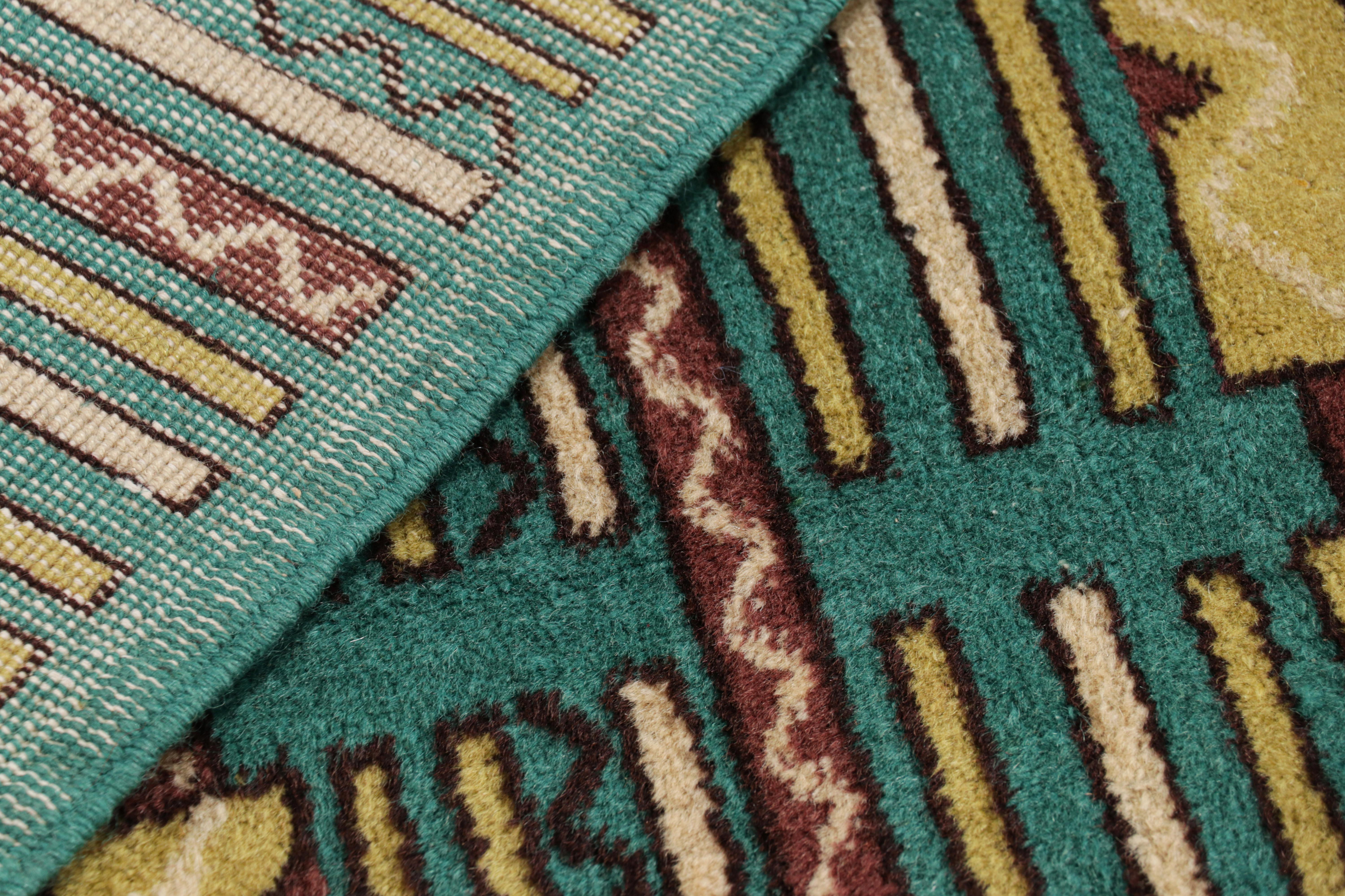 Vintage Zeki Müren Teppich in Teal mit geometrischen Mustern, von Rug & Kilim im Angebot 1