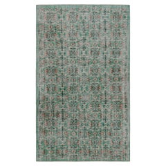 Vintage Zeki Müren Rug in Teal with Geometric Patterns, from Rug & Kilim