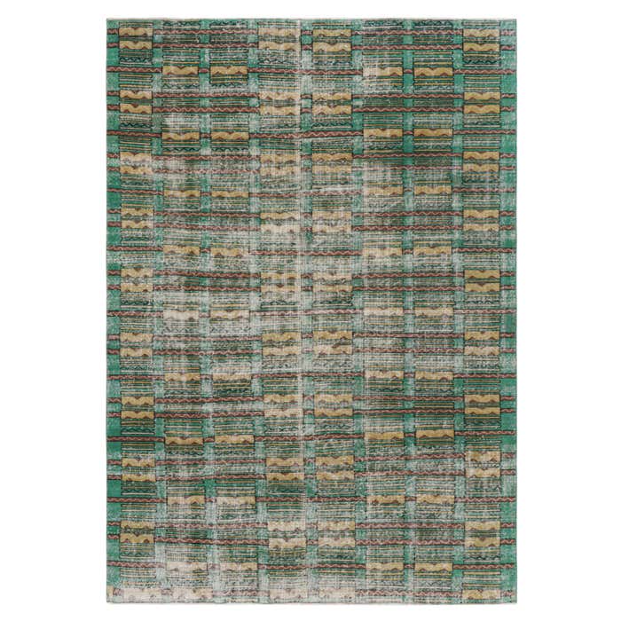 Vintage Zeki Müren Rug in Teal with Geometric Patterns, from Rug and ...
