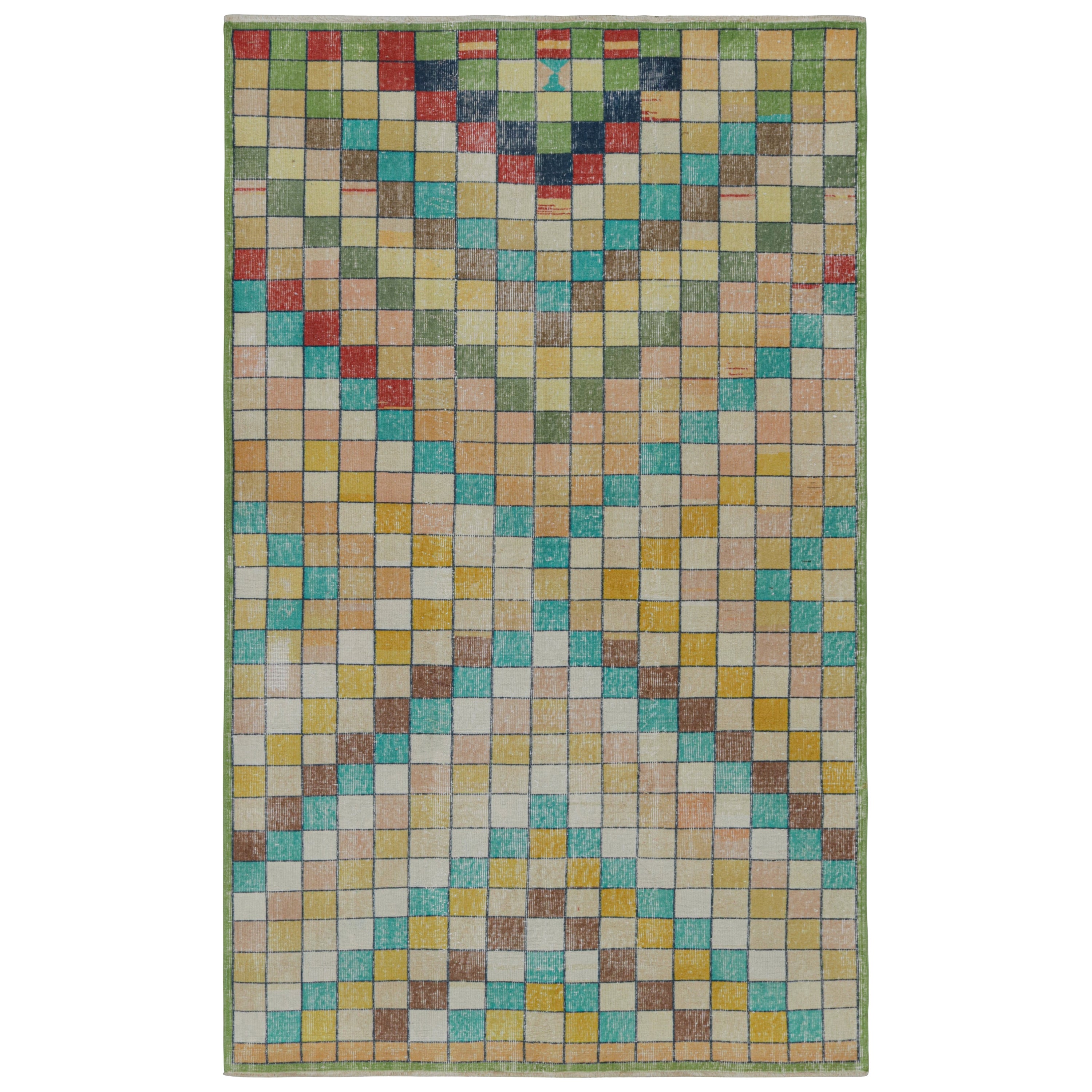 Vintage Zeki Müren Rug in Tones of Blue, Gold & Brown, from Rug & Kilim For Sale