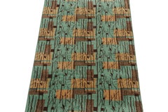 Vintage Zeki Müren Rug in Turquoise with Brown Geometric Pattern by Rug & Kilim