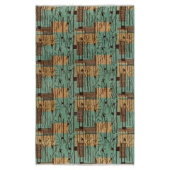 Vintage Zeki Müren Teppich in Türkis mit braunem geometrischem Muster von Rug & Kilim