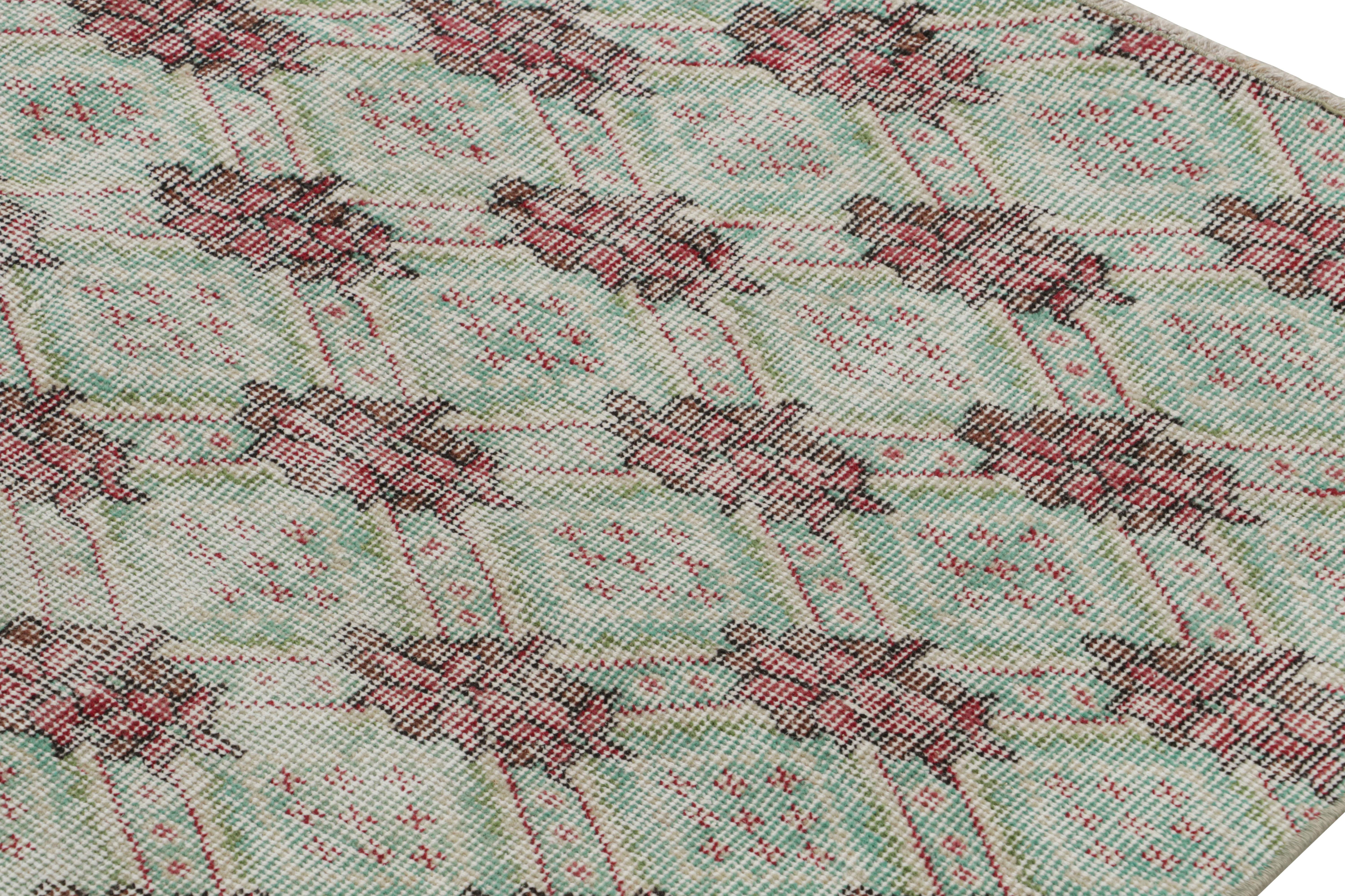 Vintage Zeki Müren Teppich in Türkis mit geometrischen Mustern, von Rug & Kilim im Zustand „Gut“ im Angebot in Long Island City, NY