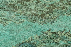 Vintage Zeki Müren Rug in Turquoise with Green Floral Medallion  Rug & Kilim