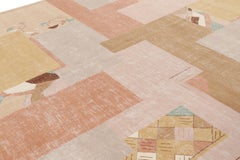 Vintage Zeki Müren Rug, Pink and Beige-Brown Geometric Patterns - Rug & Kilim