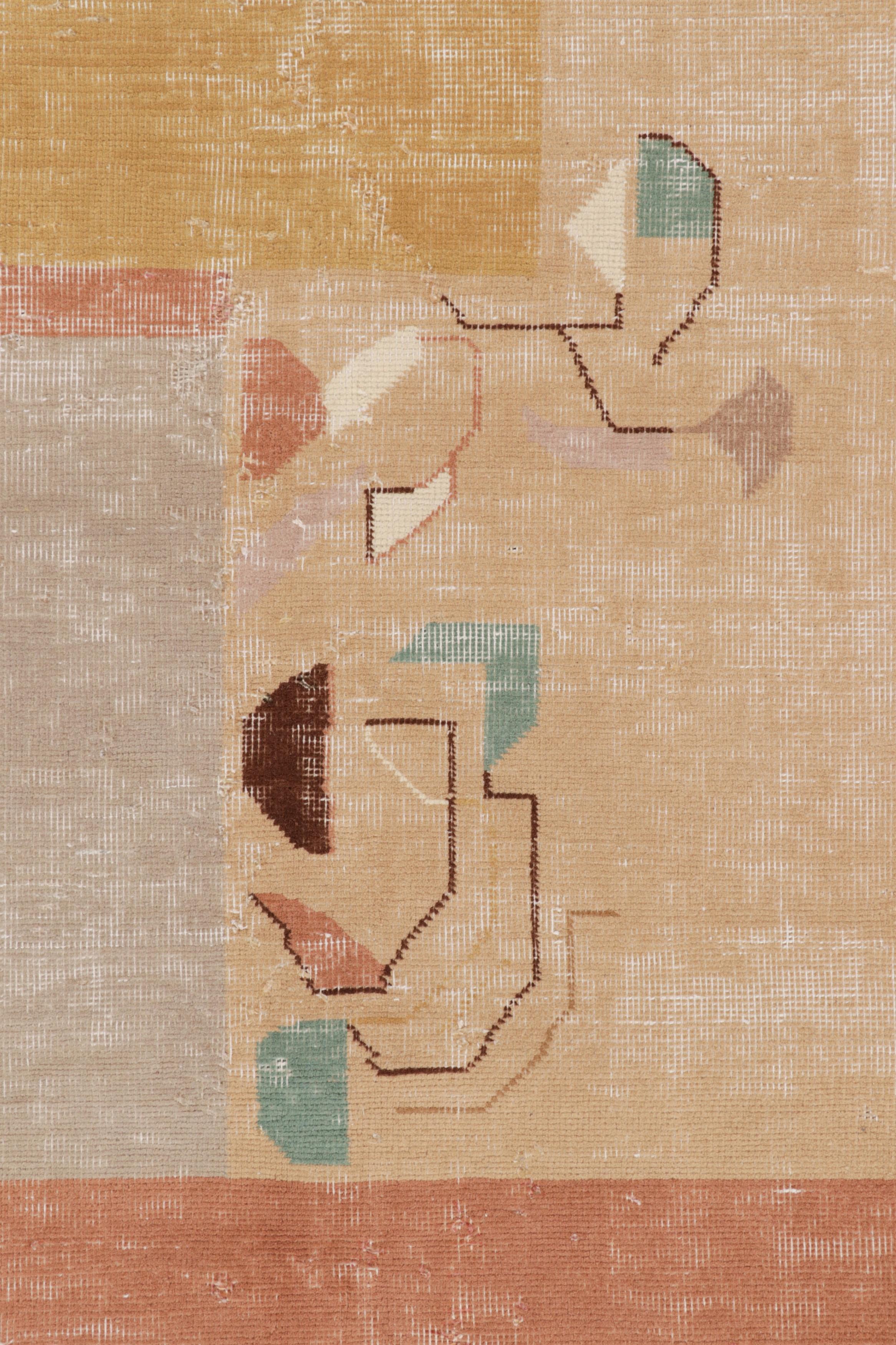 Tappeto vintage Zeki Müren, motivi geometrici rosa e beige-marrone - Rug & Kilim In condizioni buone in vendita a Long Island City, NY