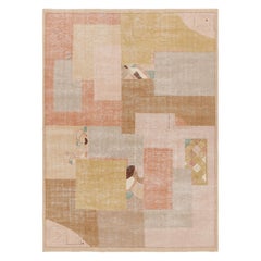 Vintage Zeki Müren Teppich, Rosa und Beige-Braun Geometrische Muster - Rug & Kilim