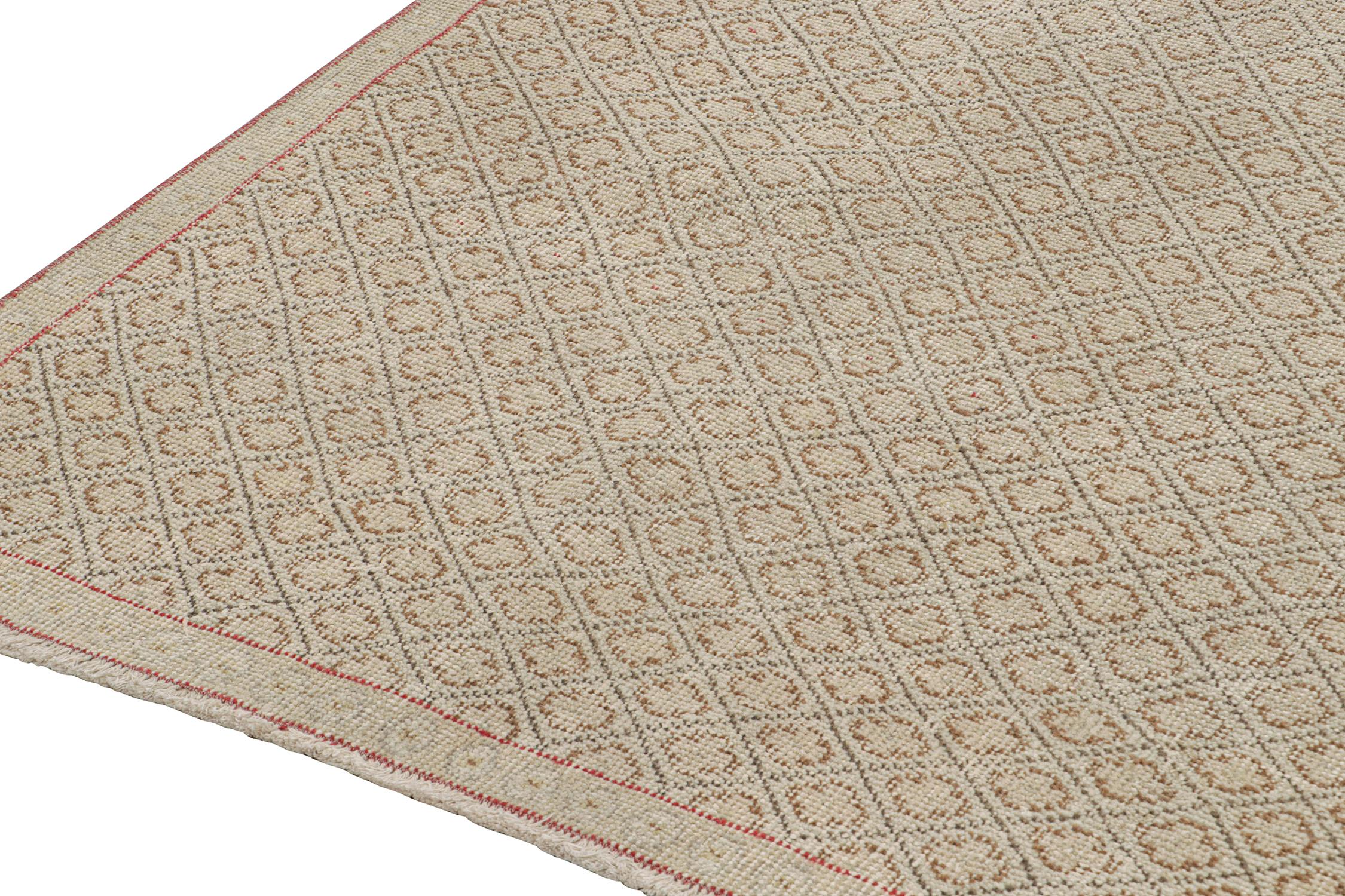 Vintage Zeki Müren Rug with Beige-Brown Geometric Pattern by Rug & Kilim In Good Condition For Sale In Long Island City, NY