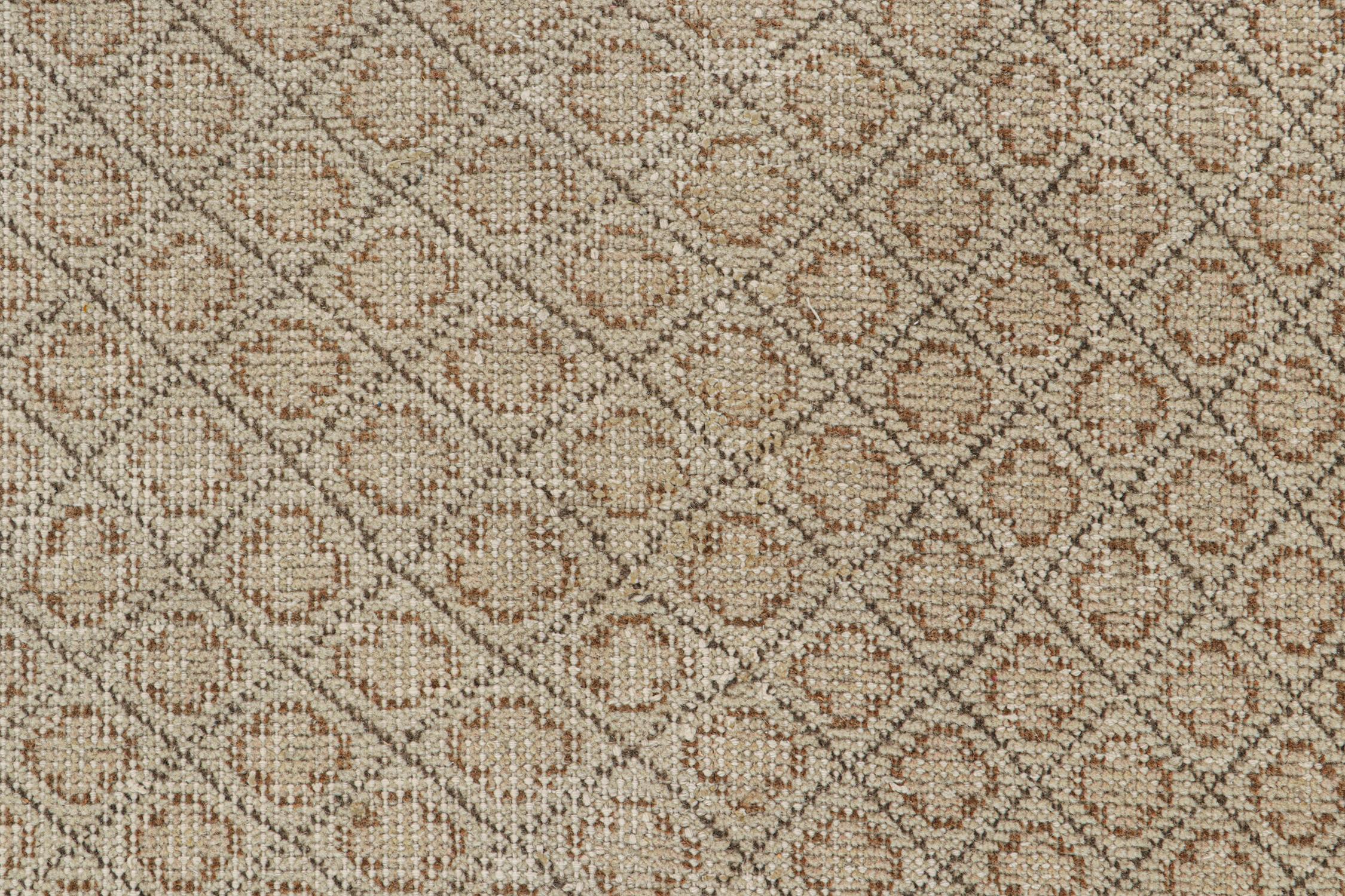 Mid-20th Century Vintage Zeki Müren Rug with Beige-Brown Geometric Pattern by Rug & Kilim For Sale