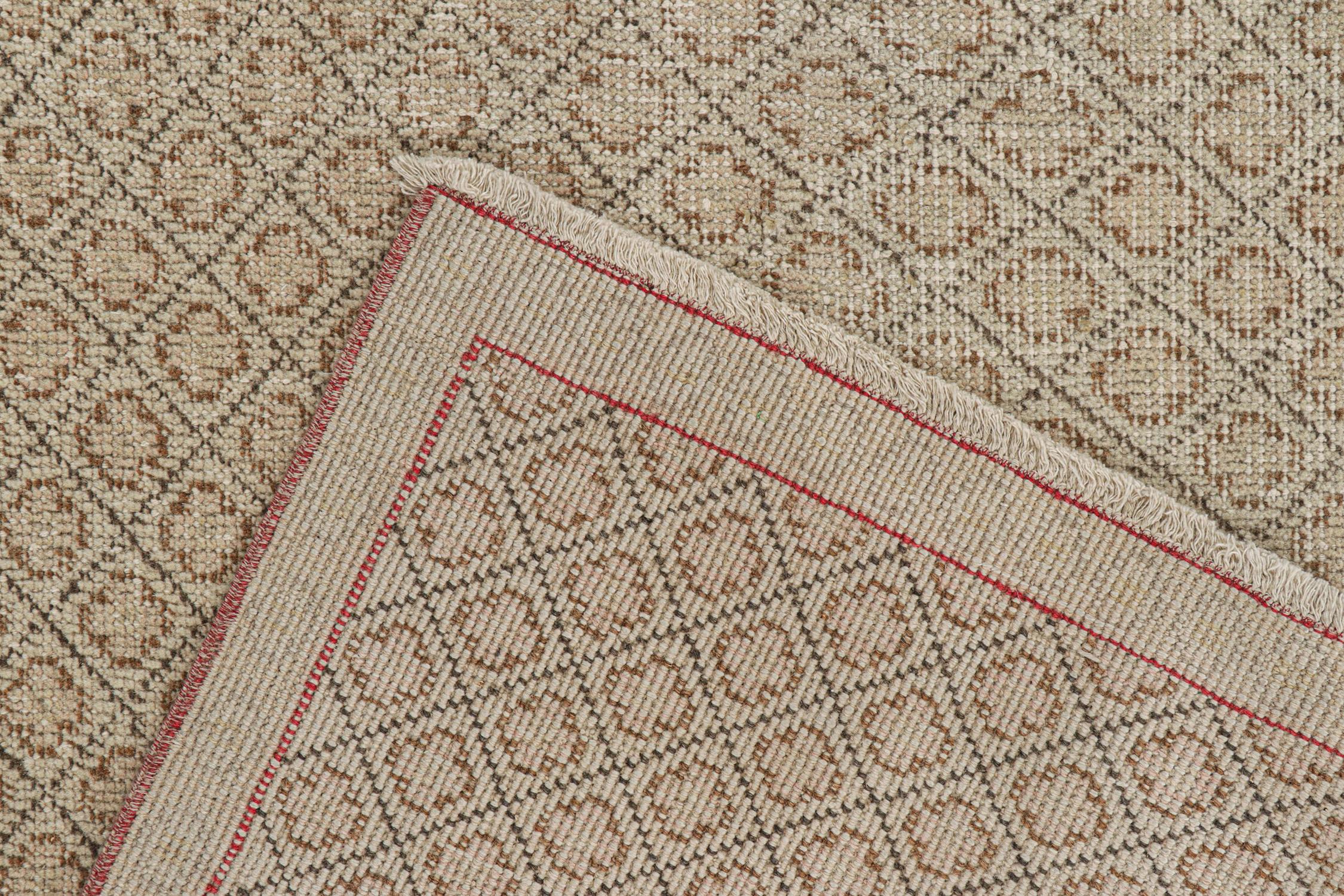 Wool Vintage Zeki Müren Rug with Beige-Brown Geometric Pattern by Rug & Kilim For Sale