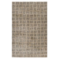 Tapis vintage Zeki Müren à motifs géométriques beige et marron  Rug & Kilim