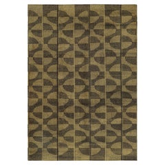 Tappeto vintage Zeki Müren con motivo geometrico nero e oro chiaro  Rug & Kilim