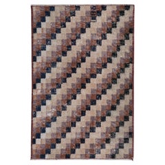 Vintage Zeki Müren Teppich mit bunten geometrischen Mustern, von Rug & Kilim
