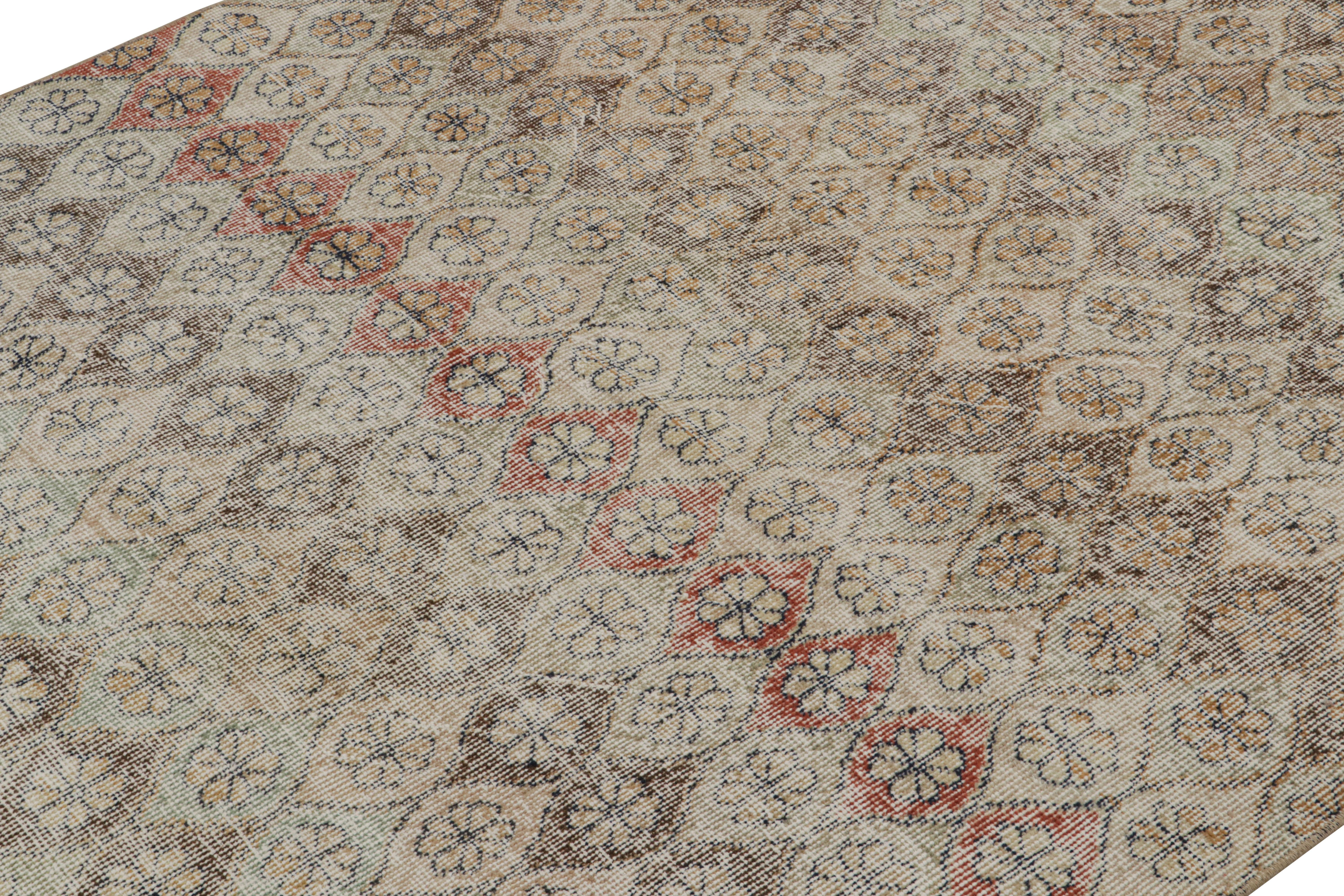 Alfombra vintage Zeki Müren, con motivos geométricos florales, de Rug & Kilim Anudado a mano en venta