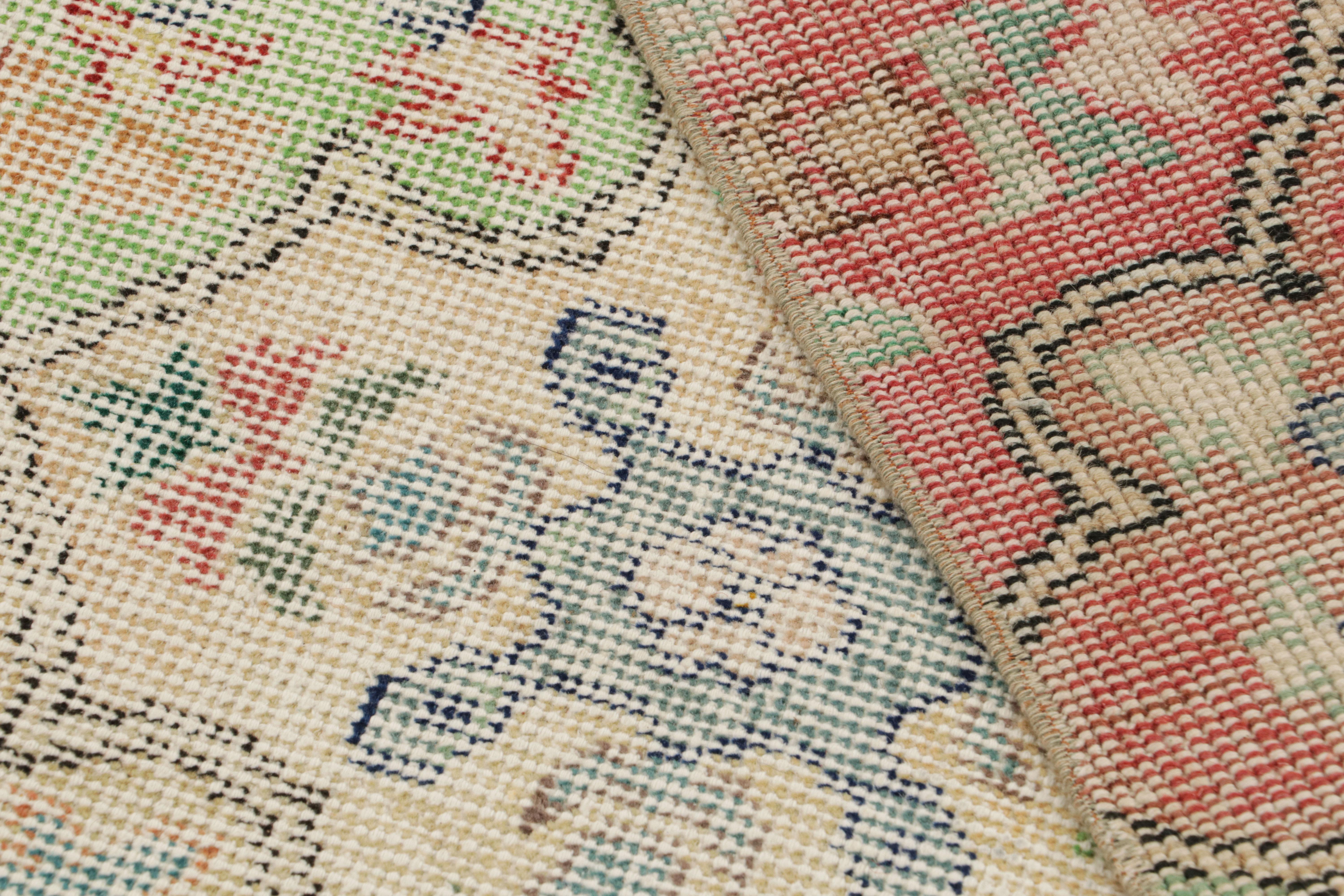 Wool Vintage Zeki Müren Rug, with Geometric Floral Patterns, from Rug & Kilim For Sale