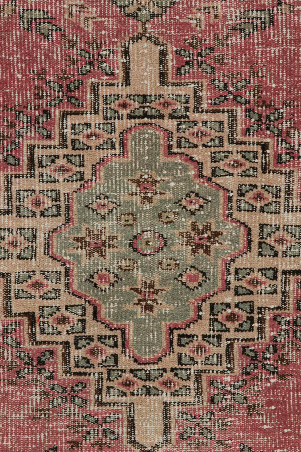 Mid-20th Century Vintage Zeki Müren Rug with Geometric Patterns and Medallion, from Rug & Kilim For Sale