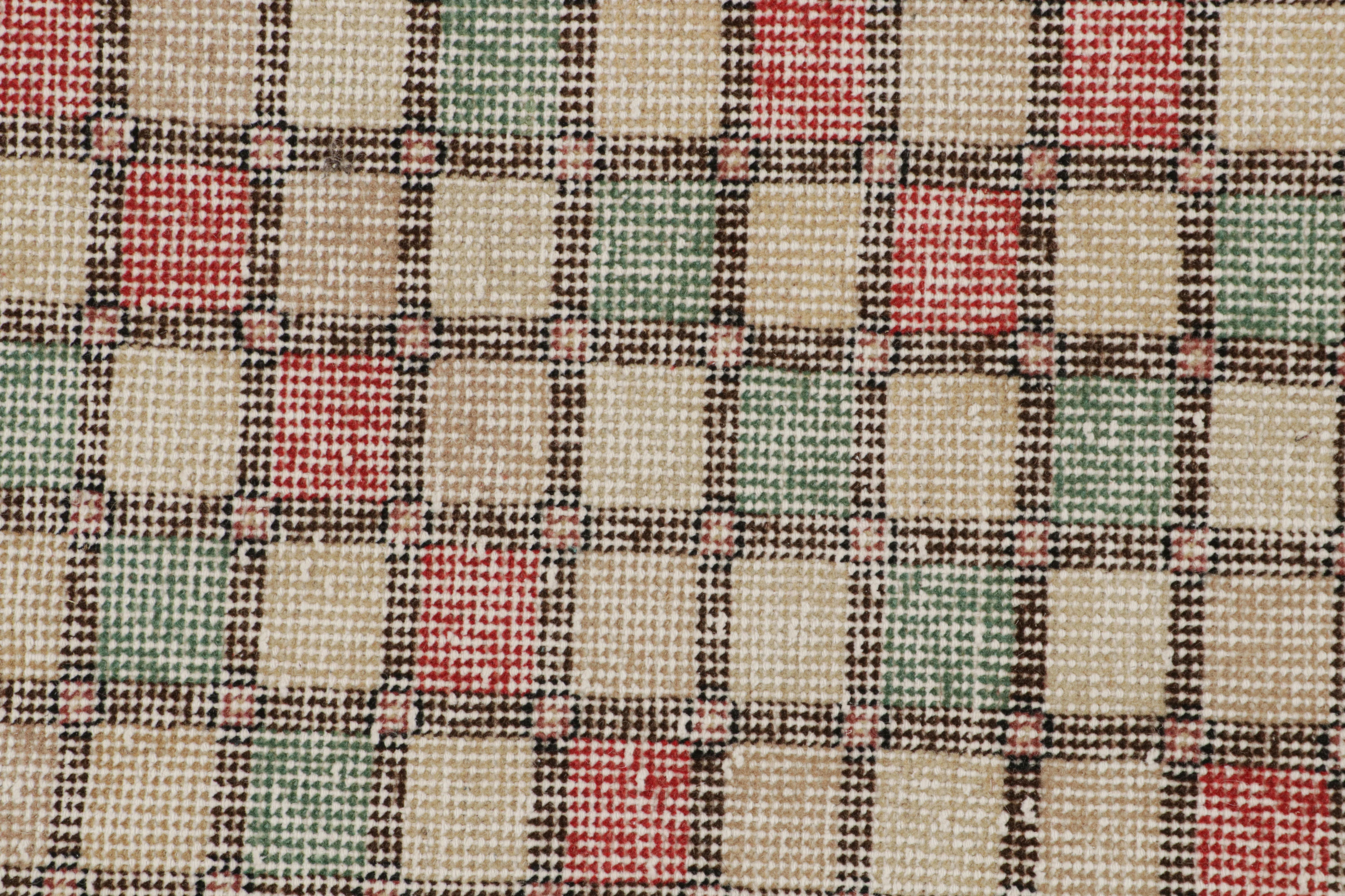 Mid-20th Century Vintage Zeki Müren Rug with Jewel Tone Geometric Patterns, from Rug & Kilim For Sale
