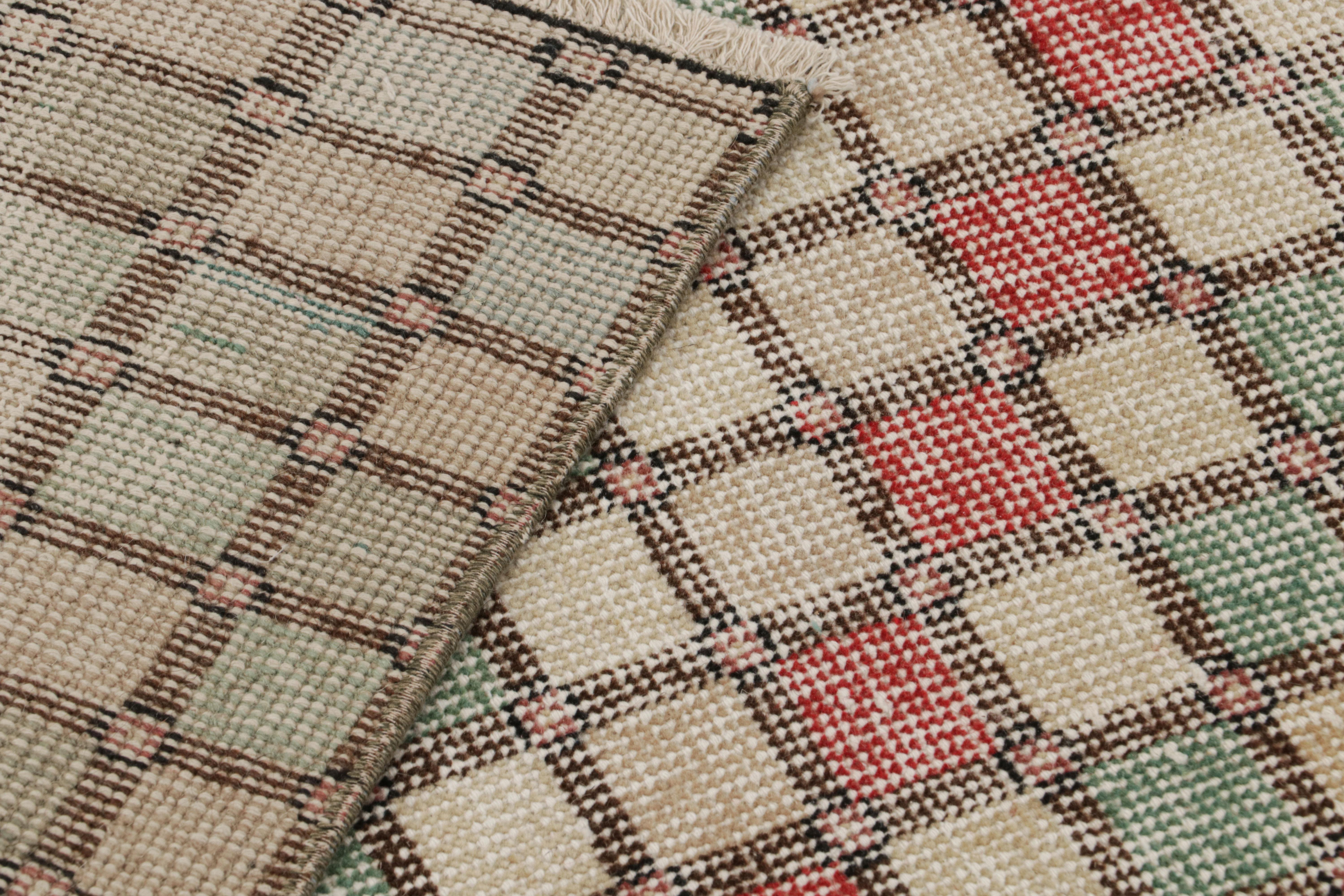 Wool Vintage Zeki Müren Rug with Jewel Tone Geometric Patterns, from Rug & Kilim For Sale