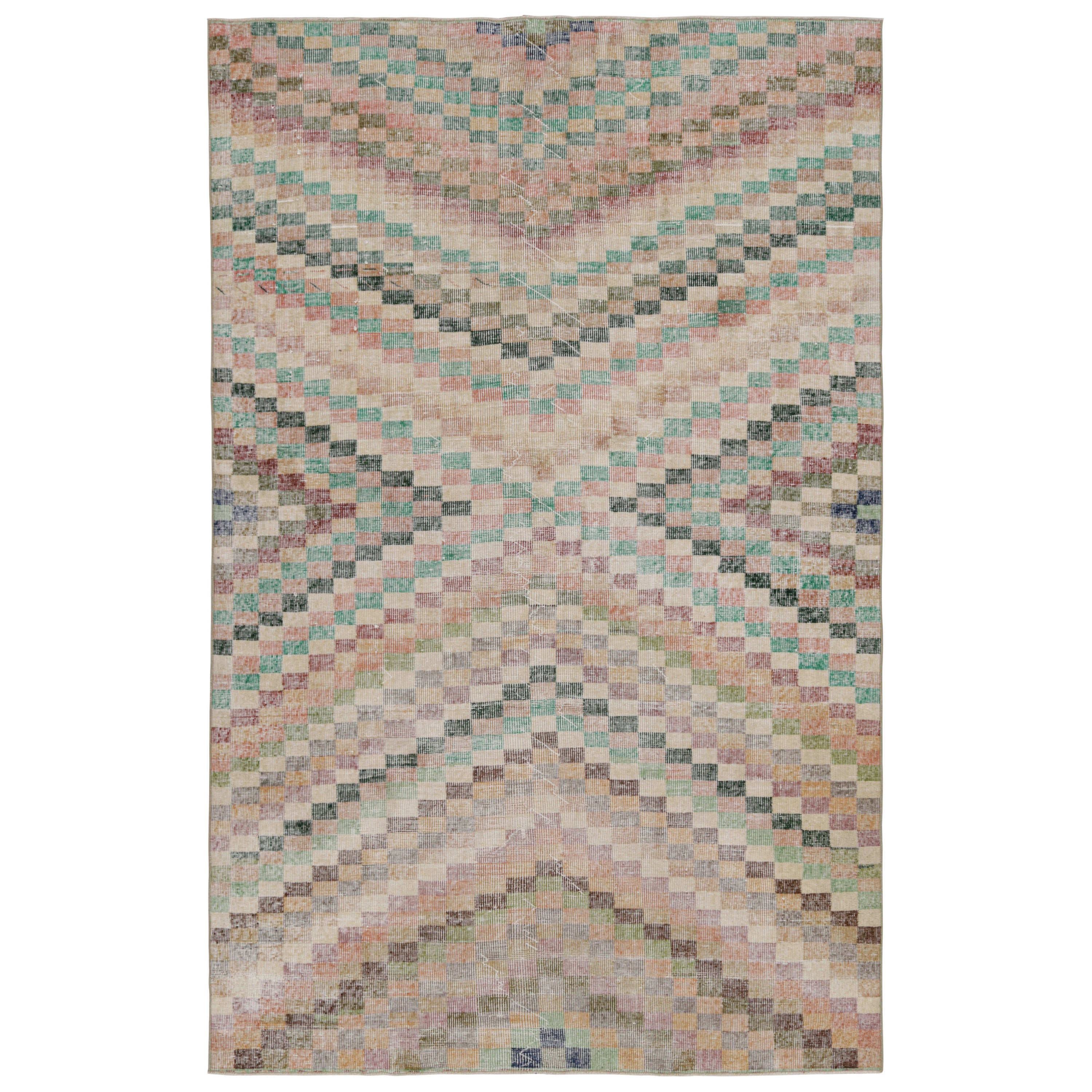 Tappeto vintage Zeki Müren con motivi geometrici Jewell, da Rug & Kilim