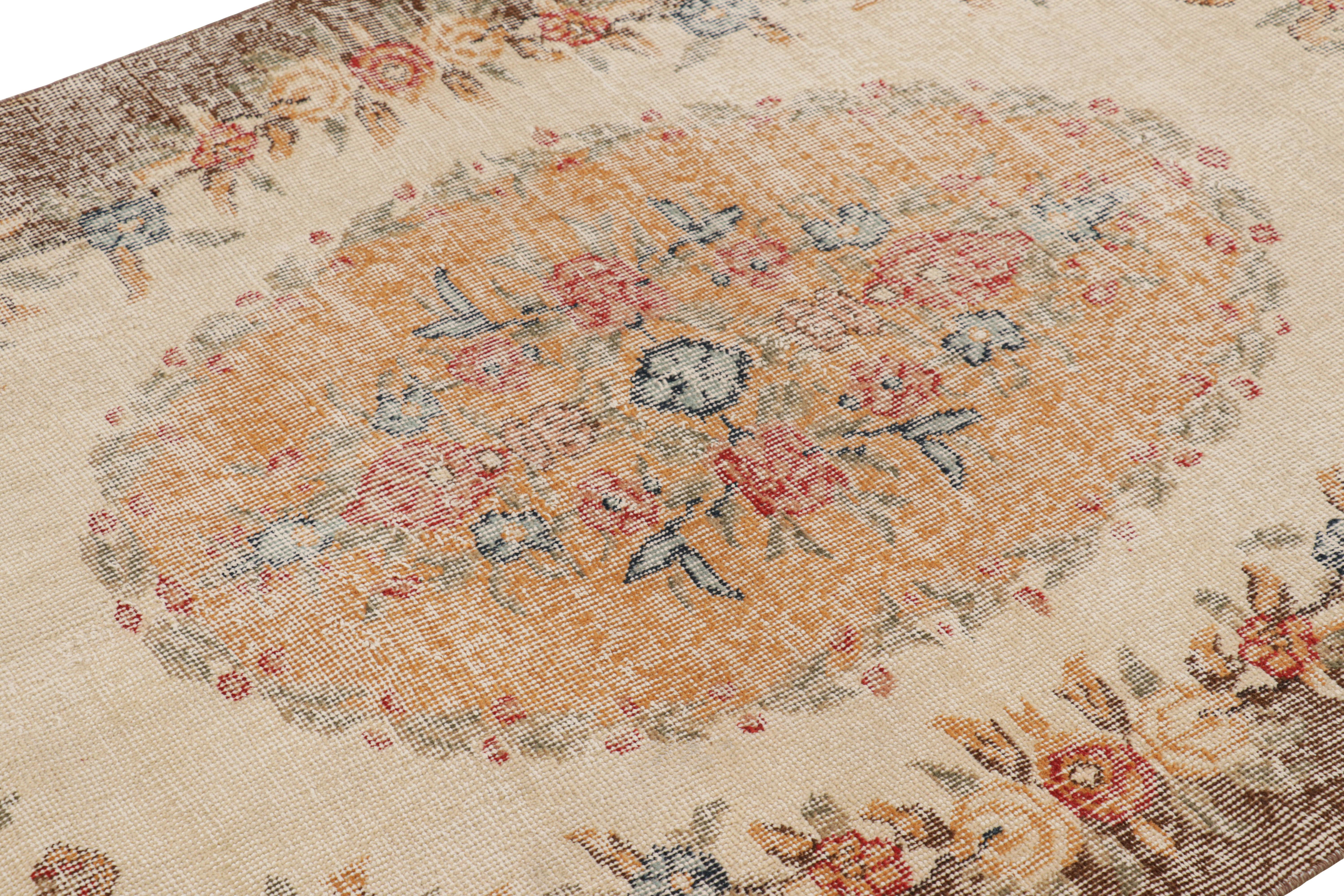 Hand-knotted in wool and originating from Turkey circa 1960 – 1970, this 4x7 vintage Zeki Müren rug is a unique addition to the Rug & Kilim Collection for its wide range of colors, medallion and floral patterns across the field.

On the Design:
