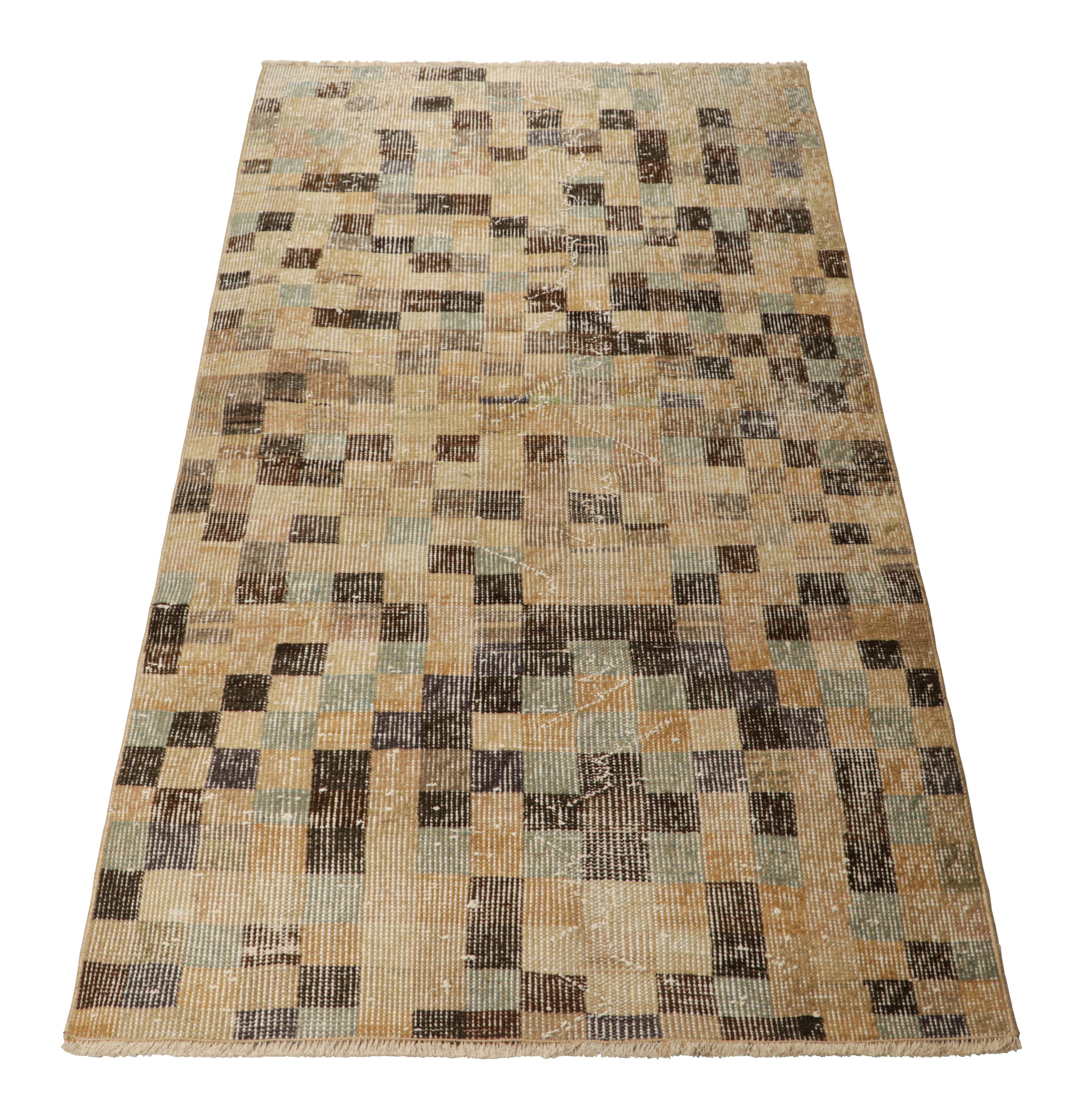 Vintage Zeki Müren Rug with Polychromatic Cubist Patterns, from Rug & Kilim In Good Condition For Sale In Long Island City, NY