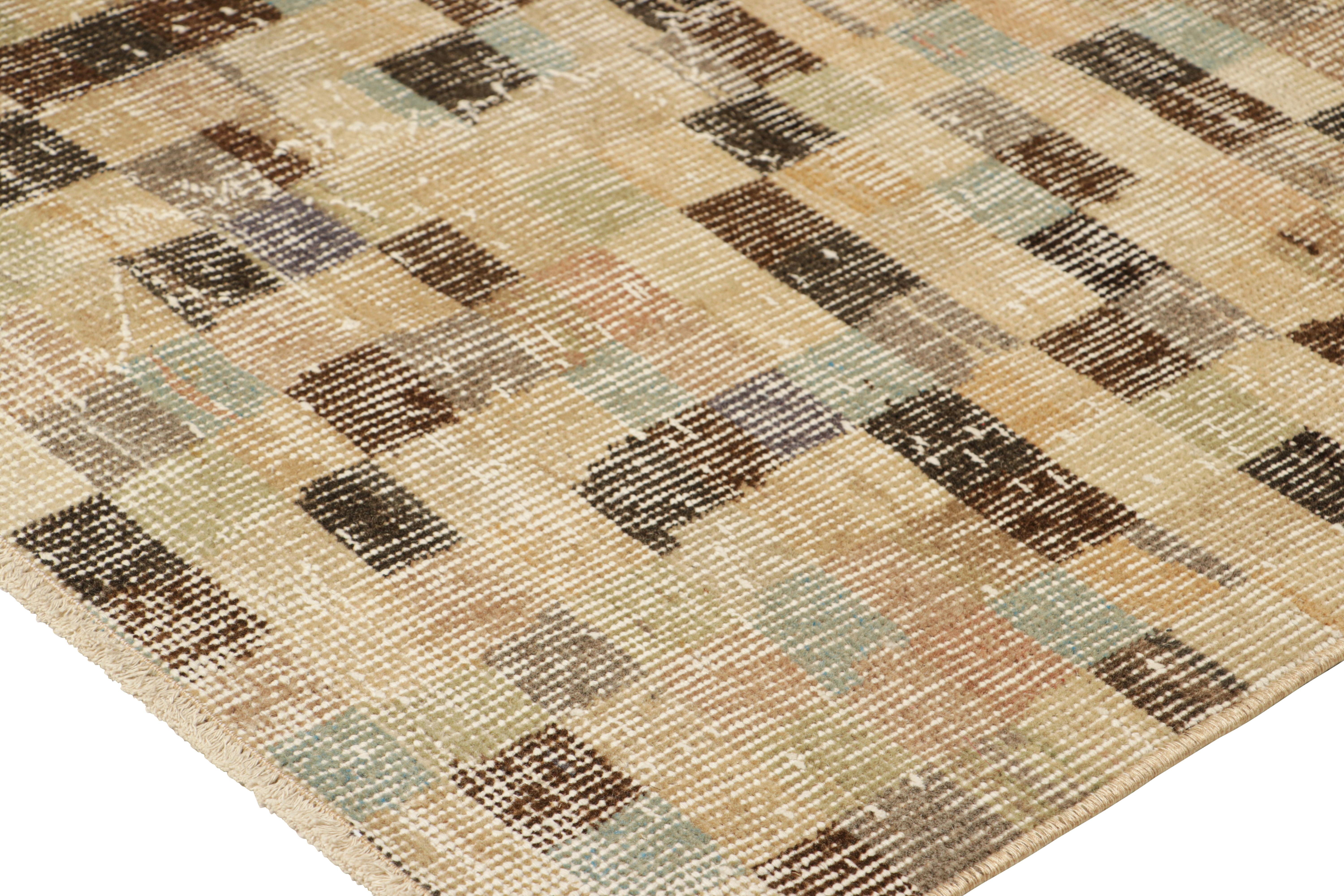 Mid-20th Century Vintage Zeki Müren Rug with Polychromatic Cubist Patterns, from Rug & Kilim For Sale