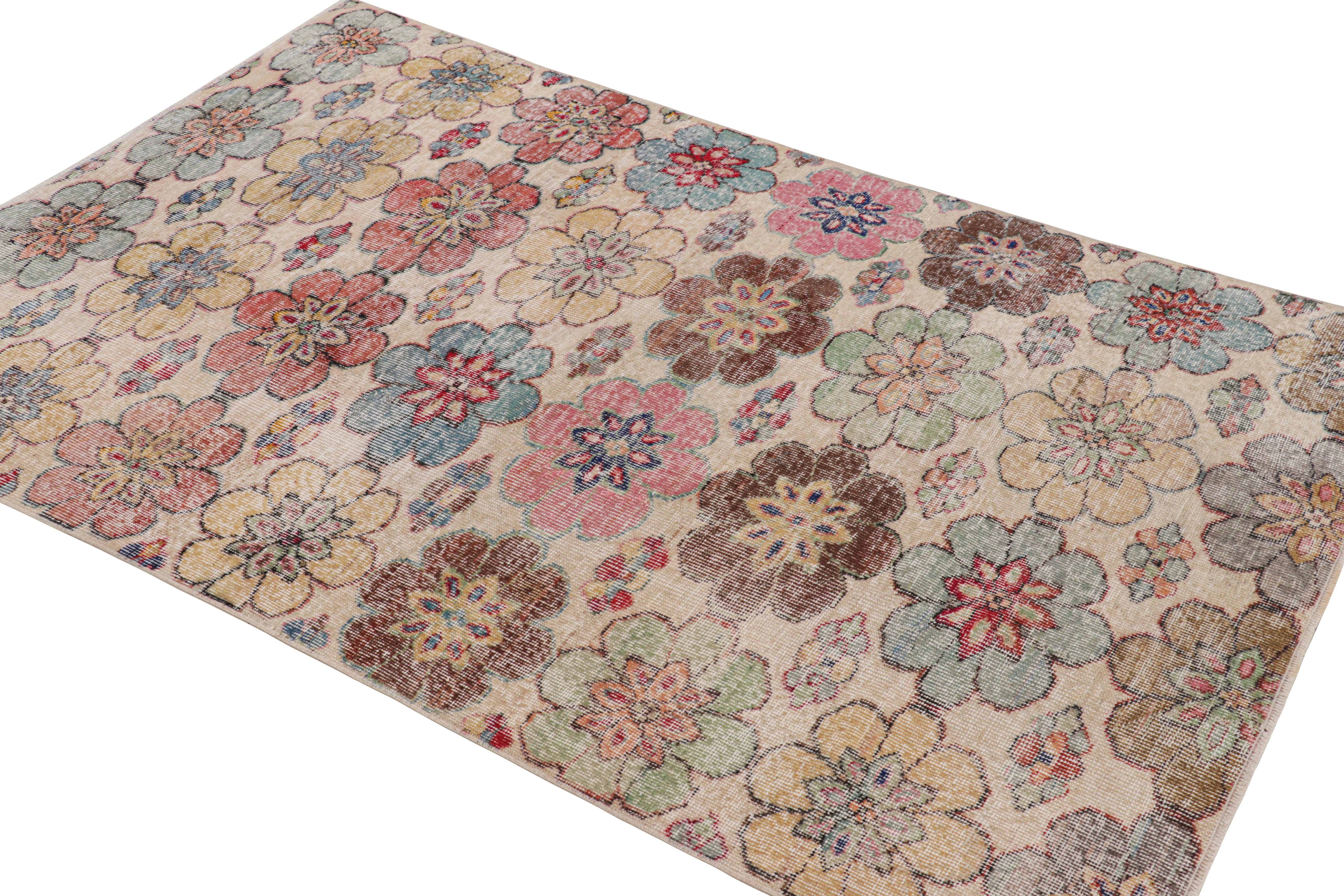 Hand-Knotted Vintage Zeki Müren Rug with Polychromatic Floral Medallions from Rug & Kilim For Sale