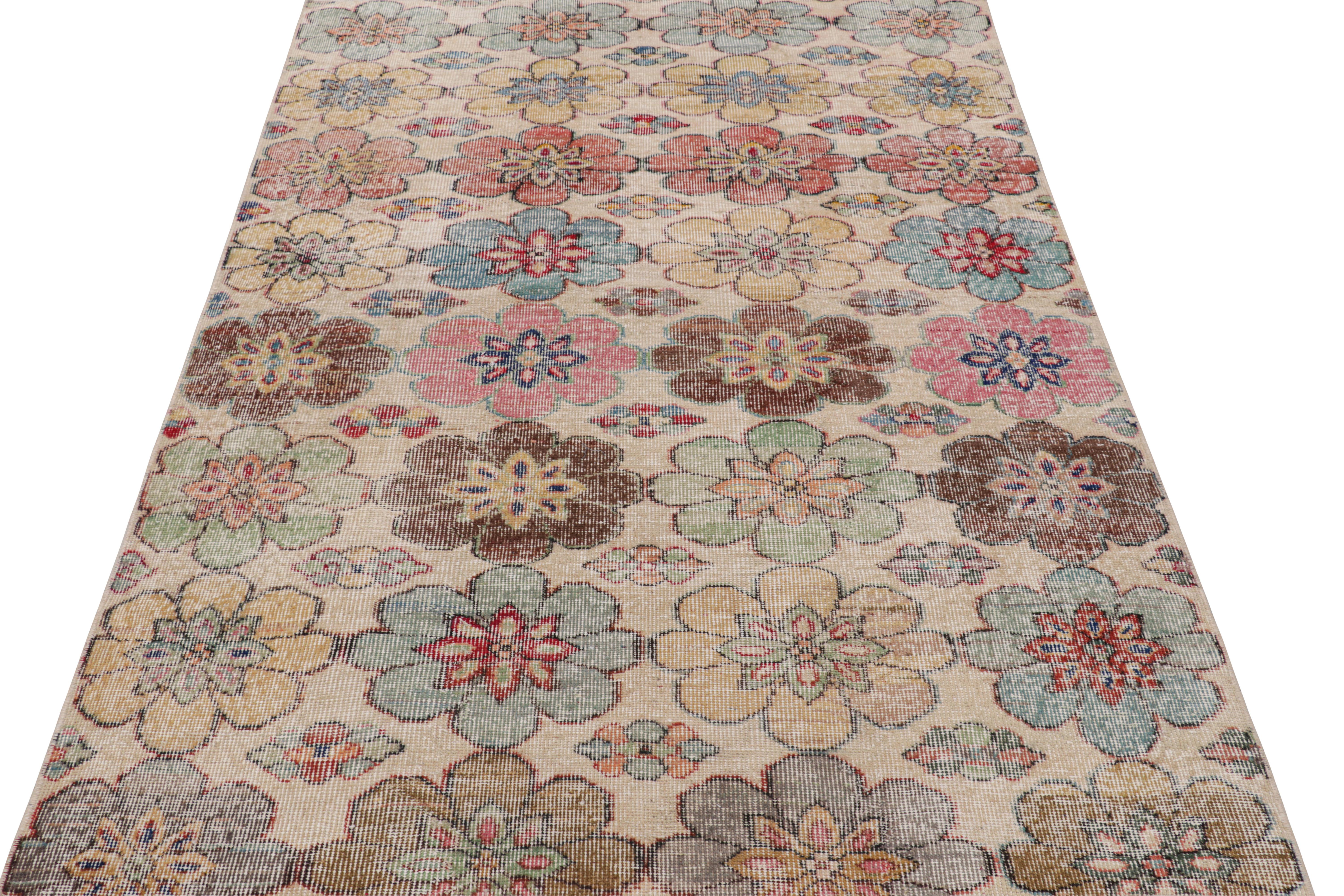 Vintage Zeki Müren Rug with Polychromatic Floral Medallions from Rug & Kilim In Good Condition For Sale In Long Island City, NY