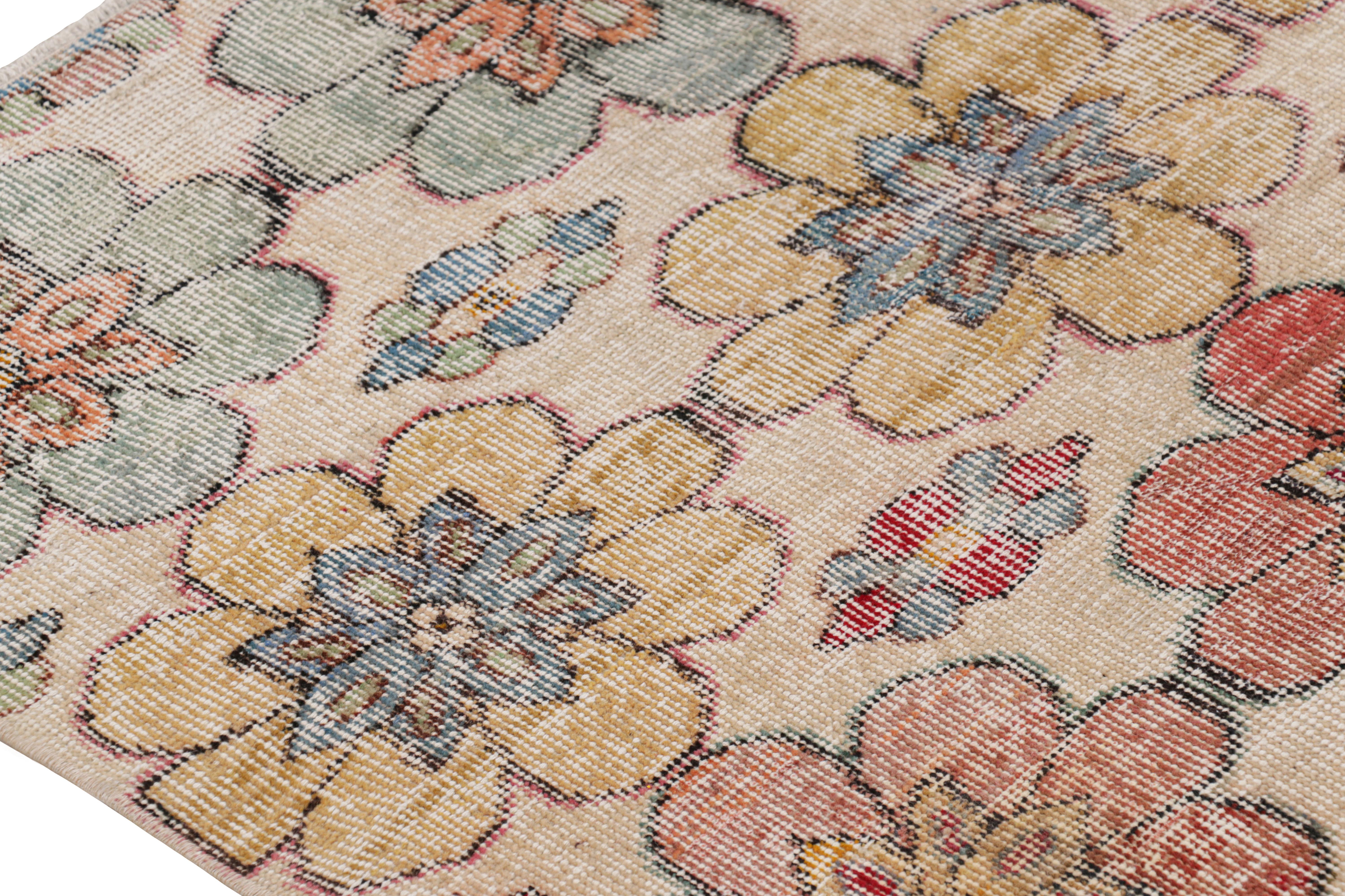 Mid-20th Century Vintage Zeki Müren Rug with Polychromatic Floral Medallions from Rug & Kilim For Sale