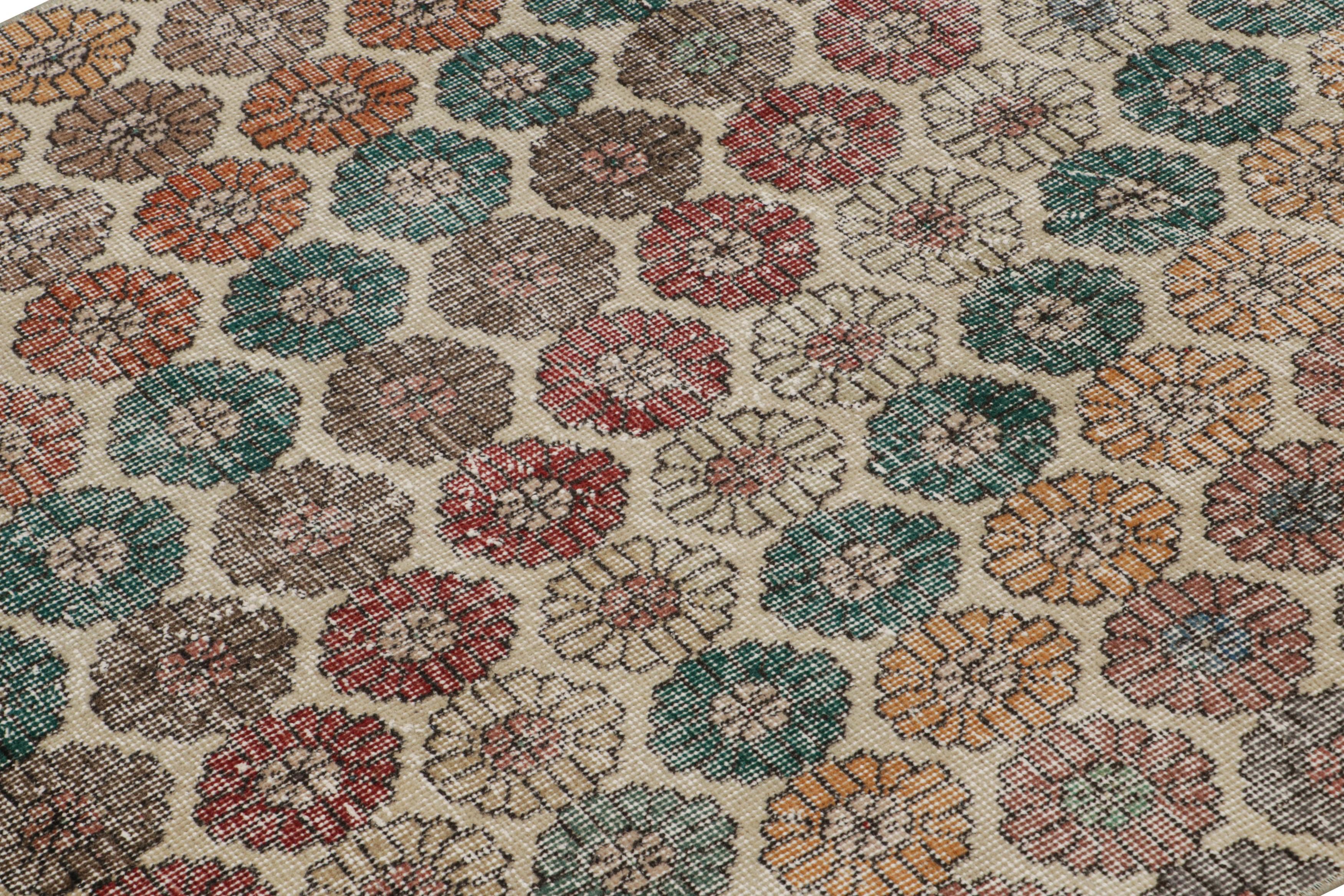 Hand-Knotted Vintage Zeki Müren Rug with Polychromatic Floral Pattern, from Rug & Kilim For Sale