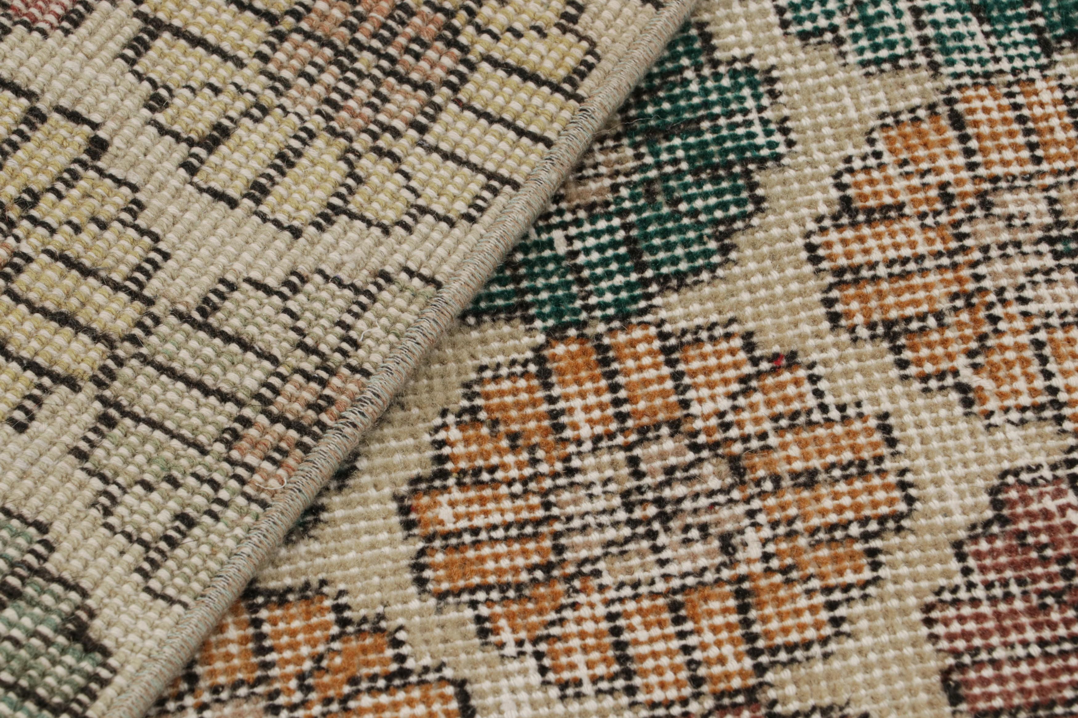 Wool Vintage Zeki Müren Rug with Polychromatic Floral Pattern, from Rug & Kilim For Sale