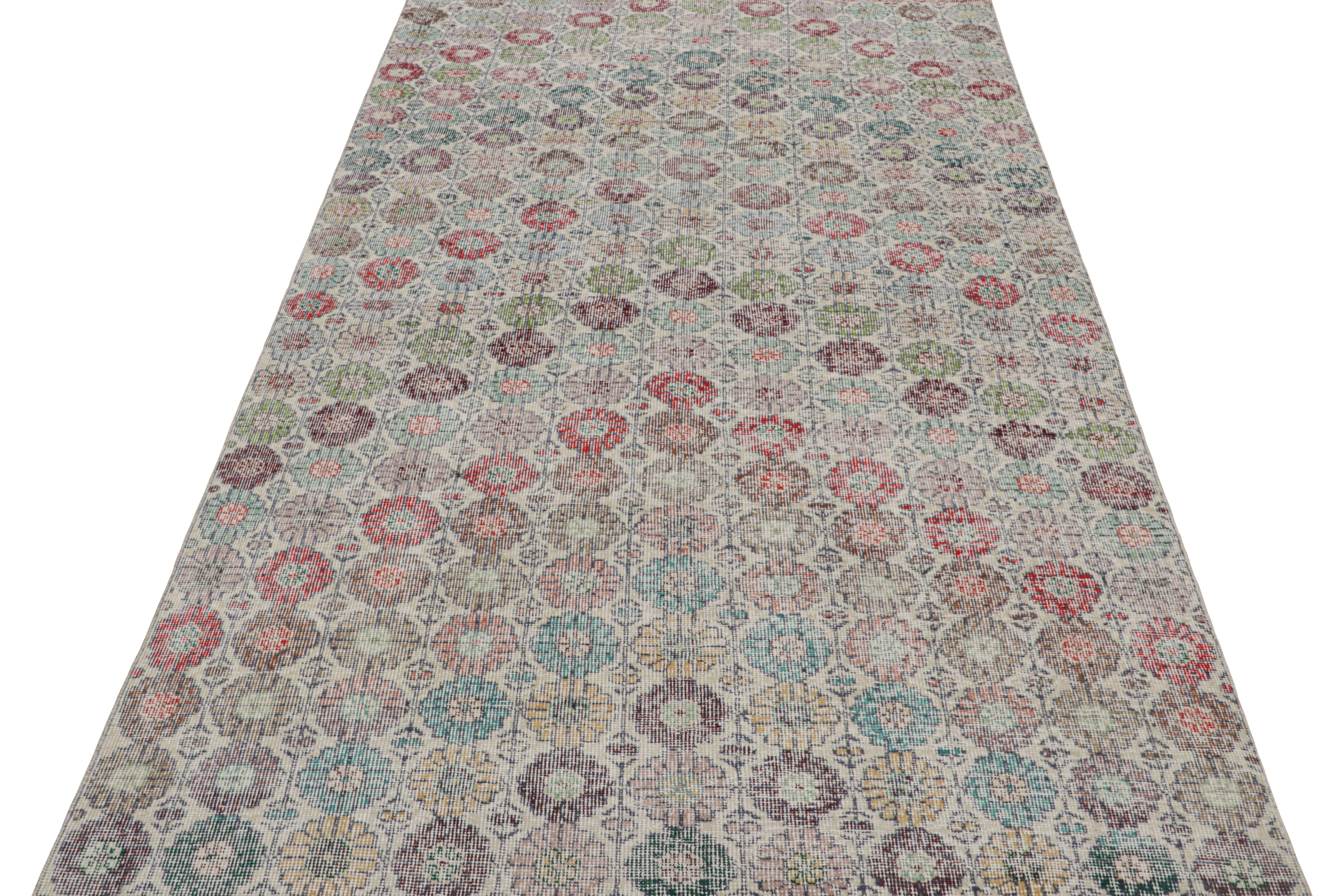 Turkish Vintage Zeki Müren Rug with Polychromatic Floral Patterns, from Rug & Kilim For Sale