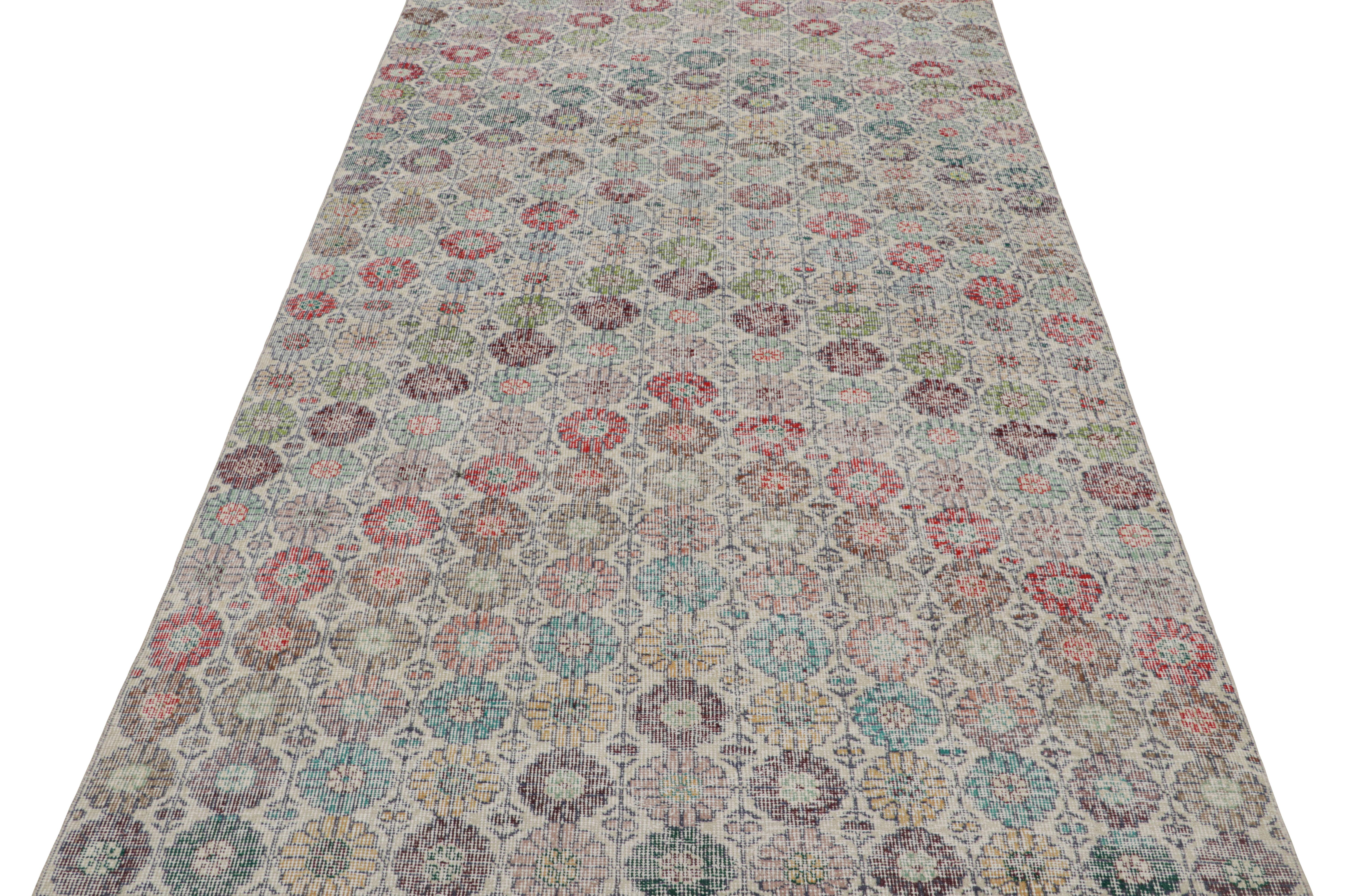 Turkish Vintage Zeki Müren Rug with Polychromatic Floral Patterns, from Rug & Kilim  For Sale