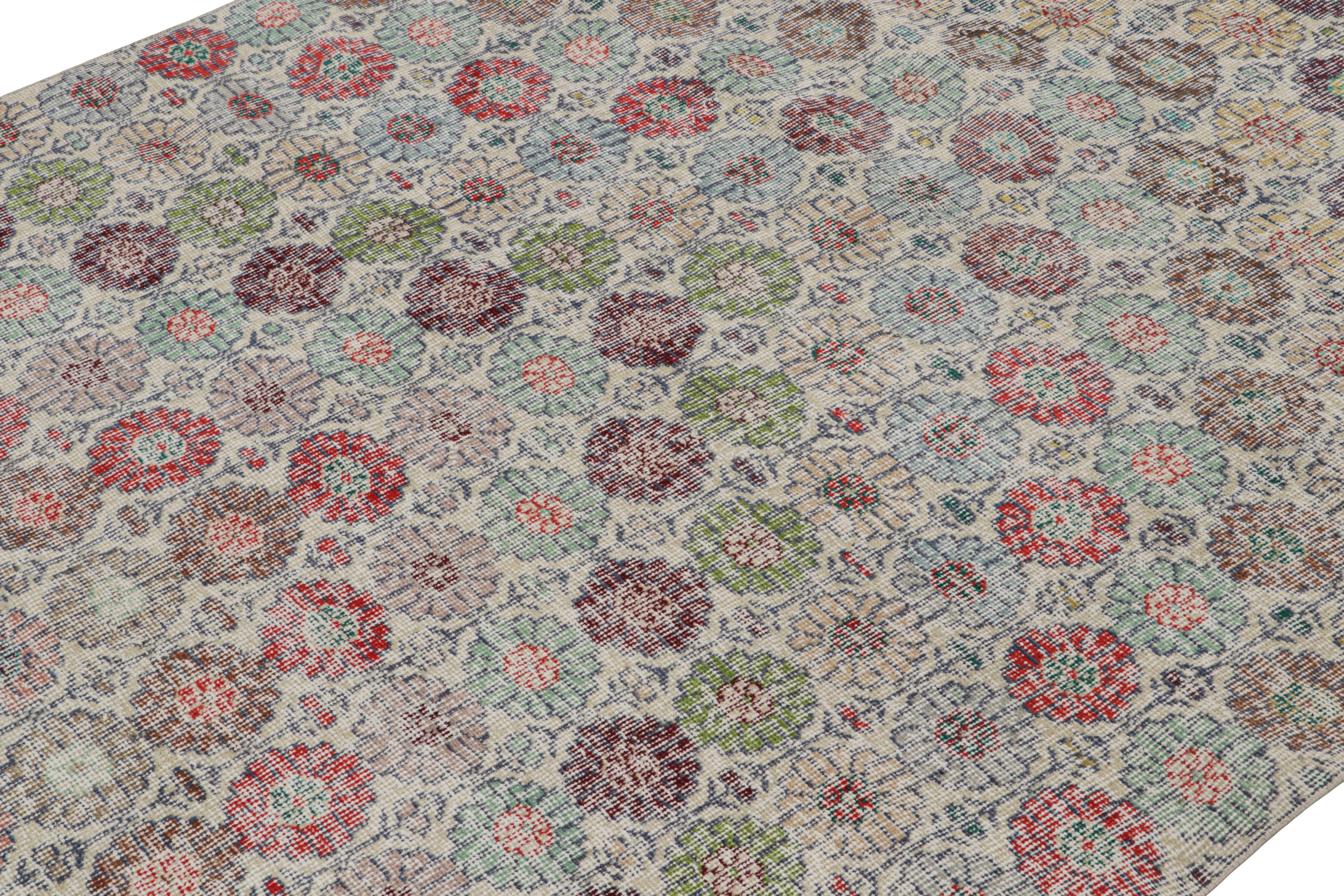 Hand-Knotted Vintage Zeki Müren Rug with Polychromatic Floral Patterns, from Rug & Kilim  For Sale