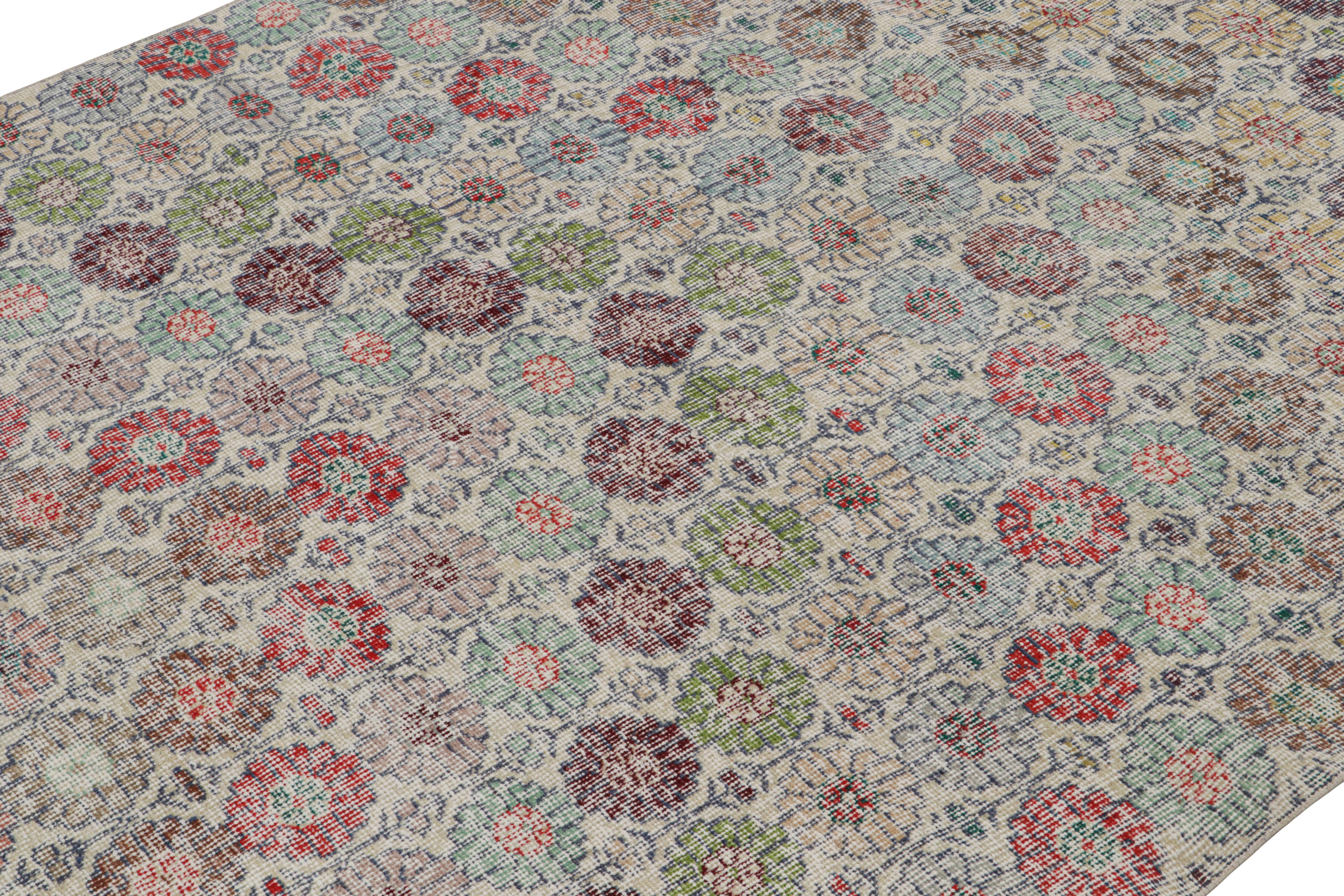 Hand-Knotted Vintage Zeki Müren Rug with Polychromatic Floral Patterns, from Rug & Kilim For Sale