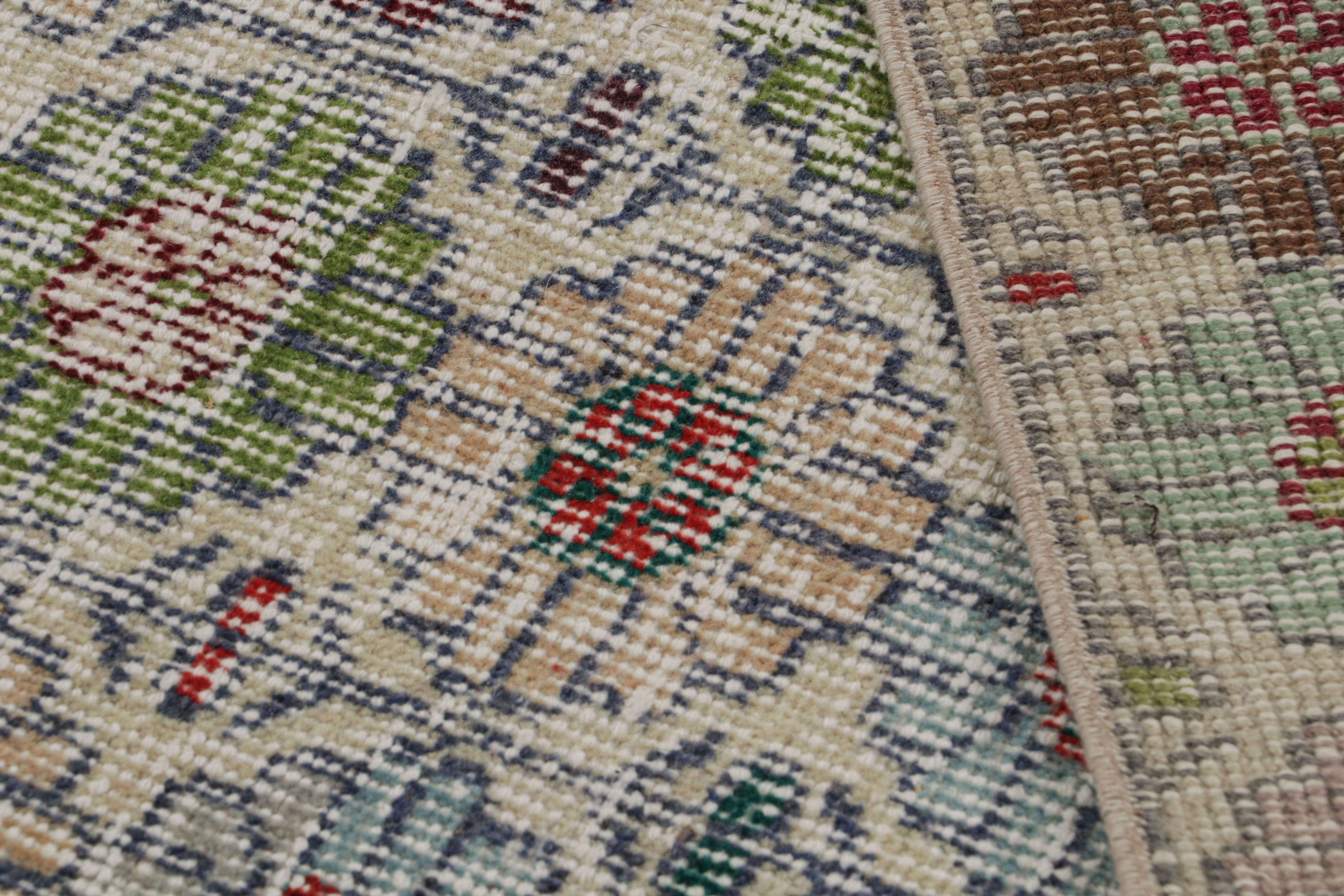 Wool Vintage Zeki Müren Rug with Polychromatic Floral Patterns, from Rug & Kilim For Sale