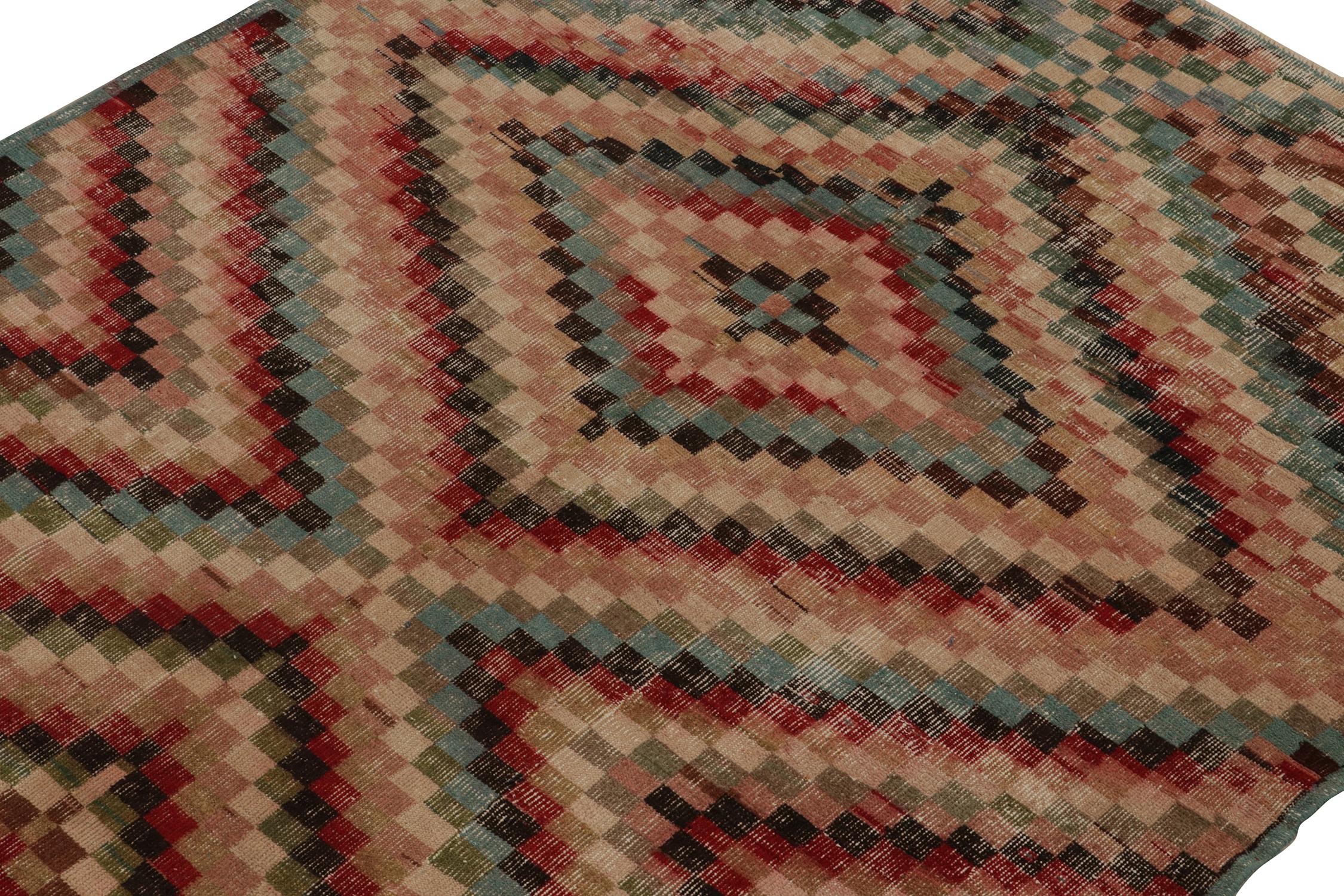 Turkish Vintage Zeki Müren Rug with Polychromatic Geometric Pattern, by Rug & Kilim For Sale