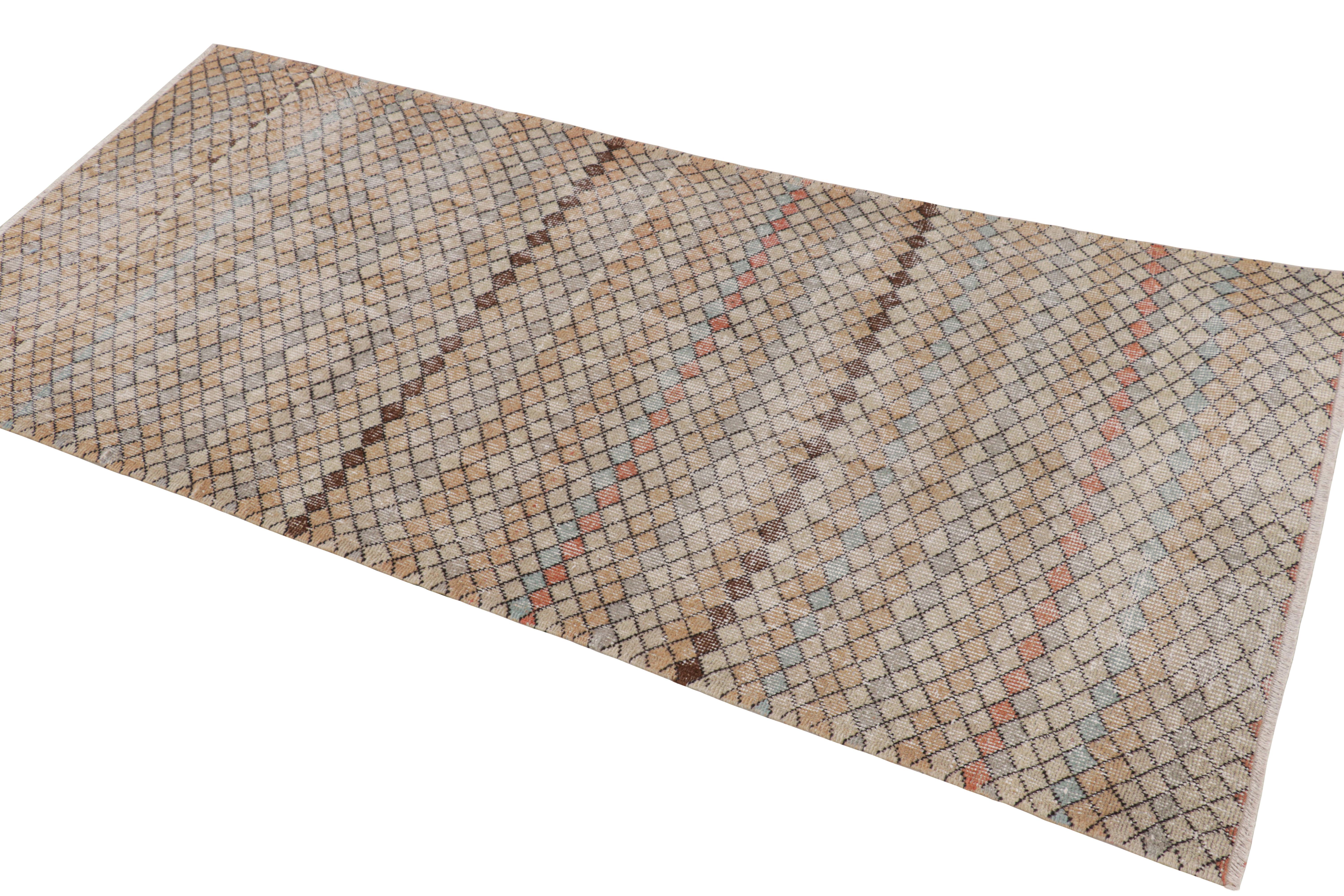 Hand-Knotted Vintage Zeki Müren Rug with Polychromatic Geometric Pattern from Rug & Kilim For Sale