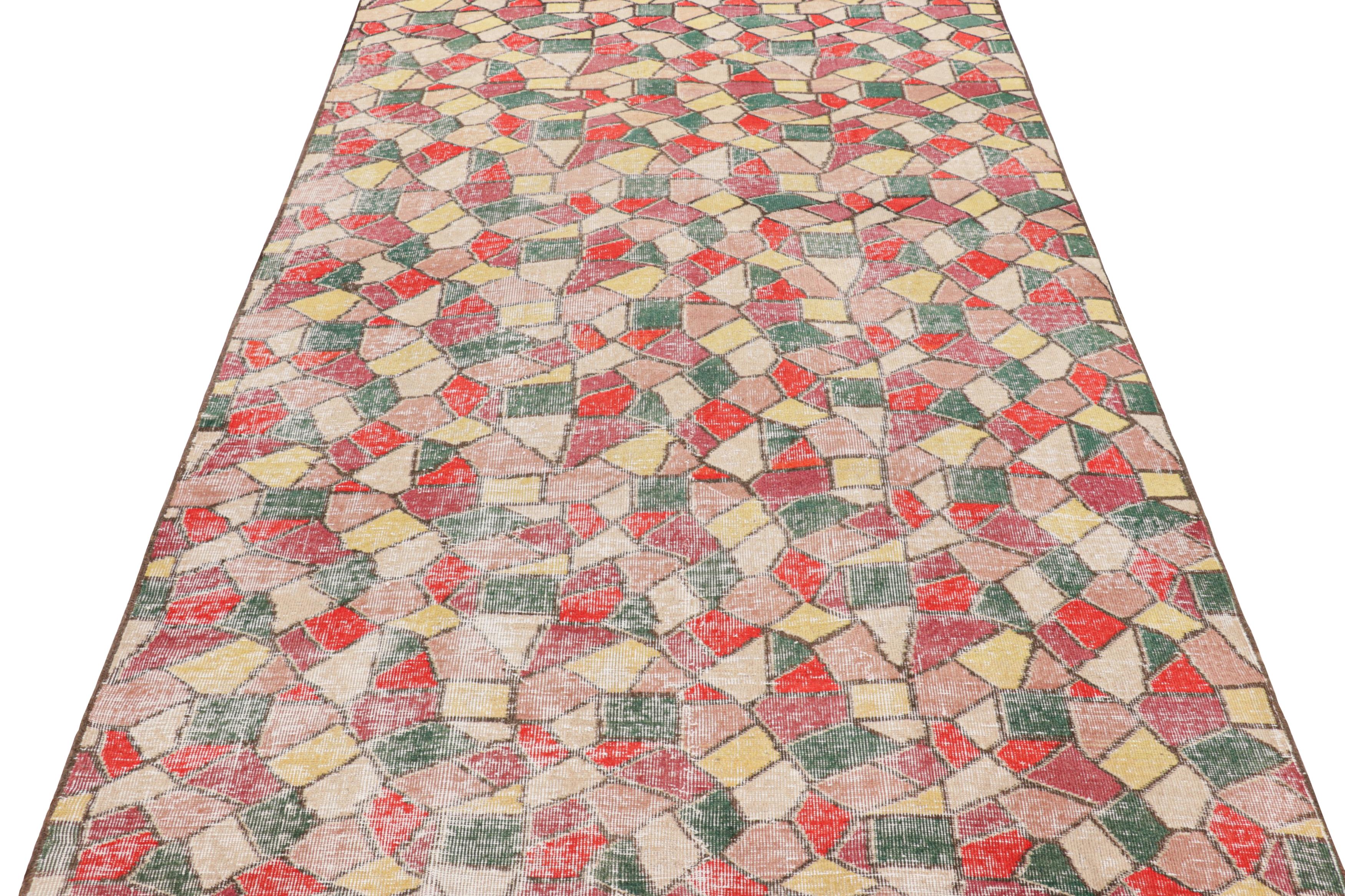 Vintage Zeki Müren Rug with Polychromatic Geometric Pattern from Rug & Kilim In Good Condition For Sale In Long Island City, NY