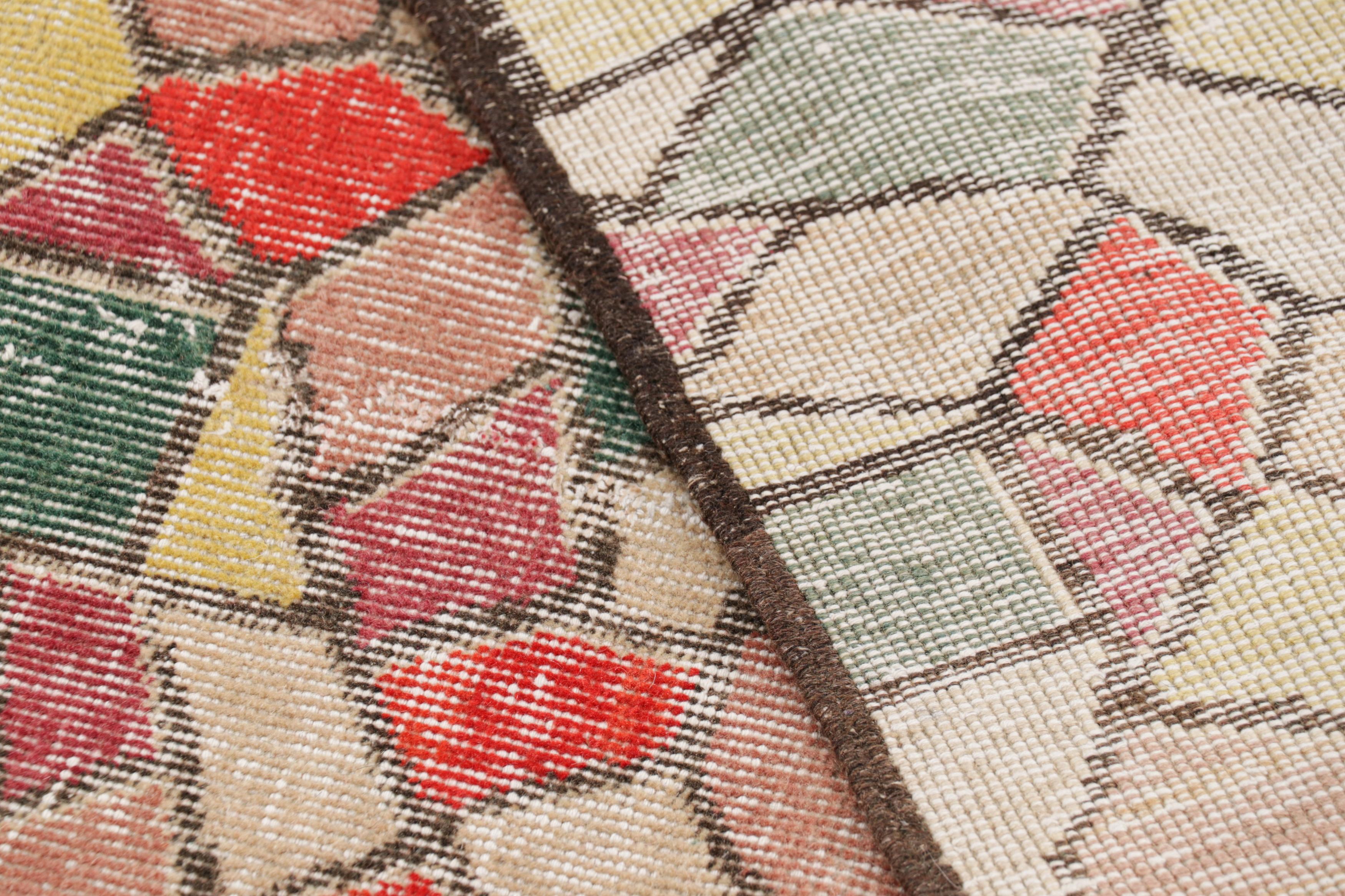 Wool Vintage Zeki Müren Rug with Polychromatic Geometric Pattern from Rug & Kilim For Sale