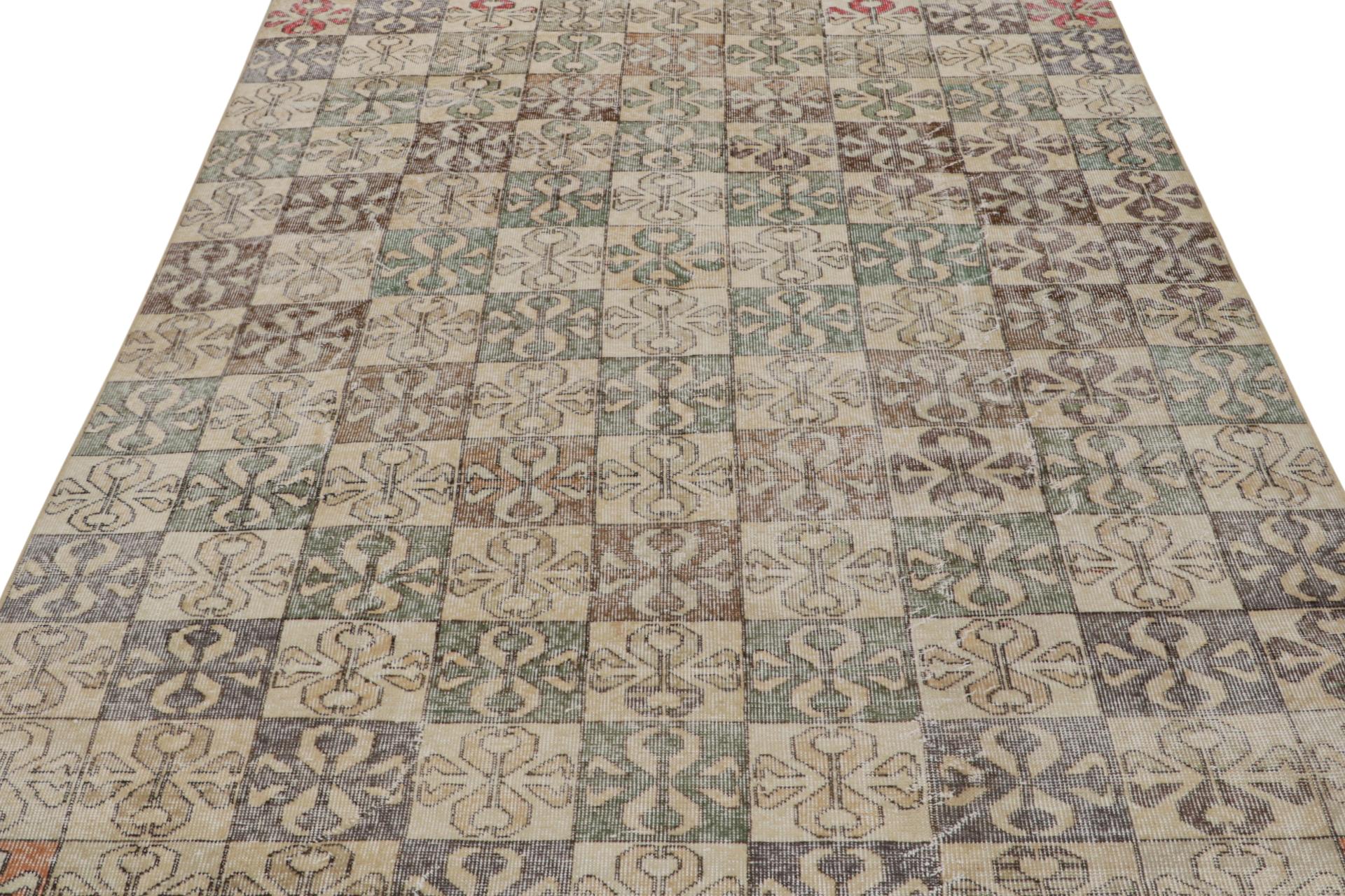 Turkish Vintage Zeki Müren Rug, with Polychromatic Geometric patterns, from Rug & Kilim For Sale