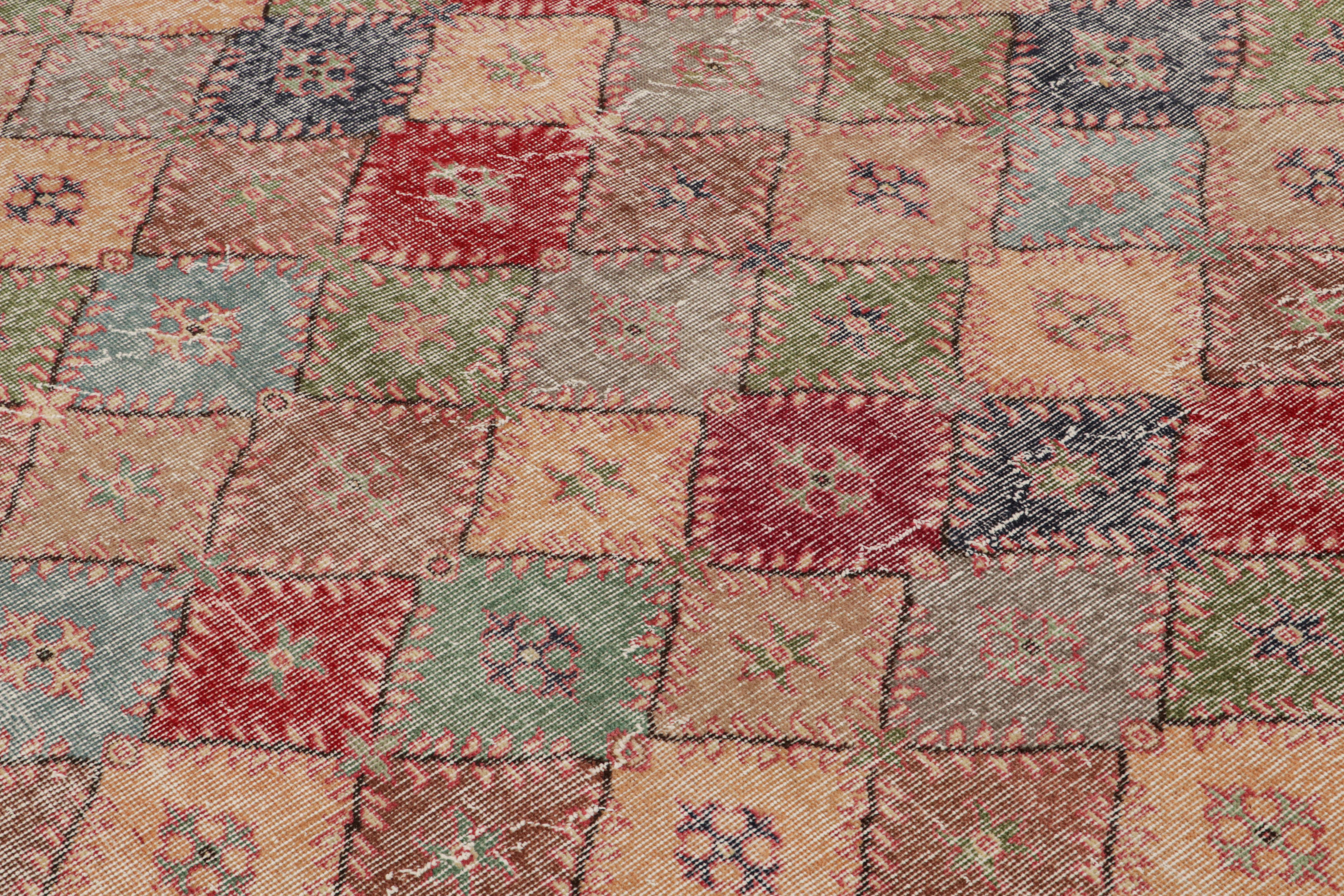 Hand-Knotted Vintage Zeki Müren Rug with Polychromatic Geometric Patterns, from Rug & Kilim For Sale