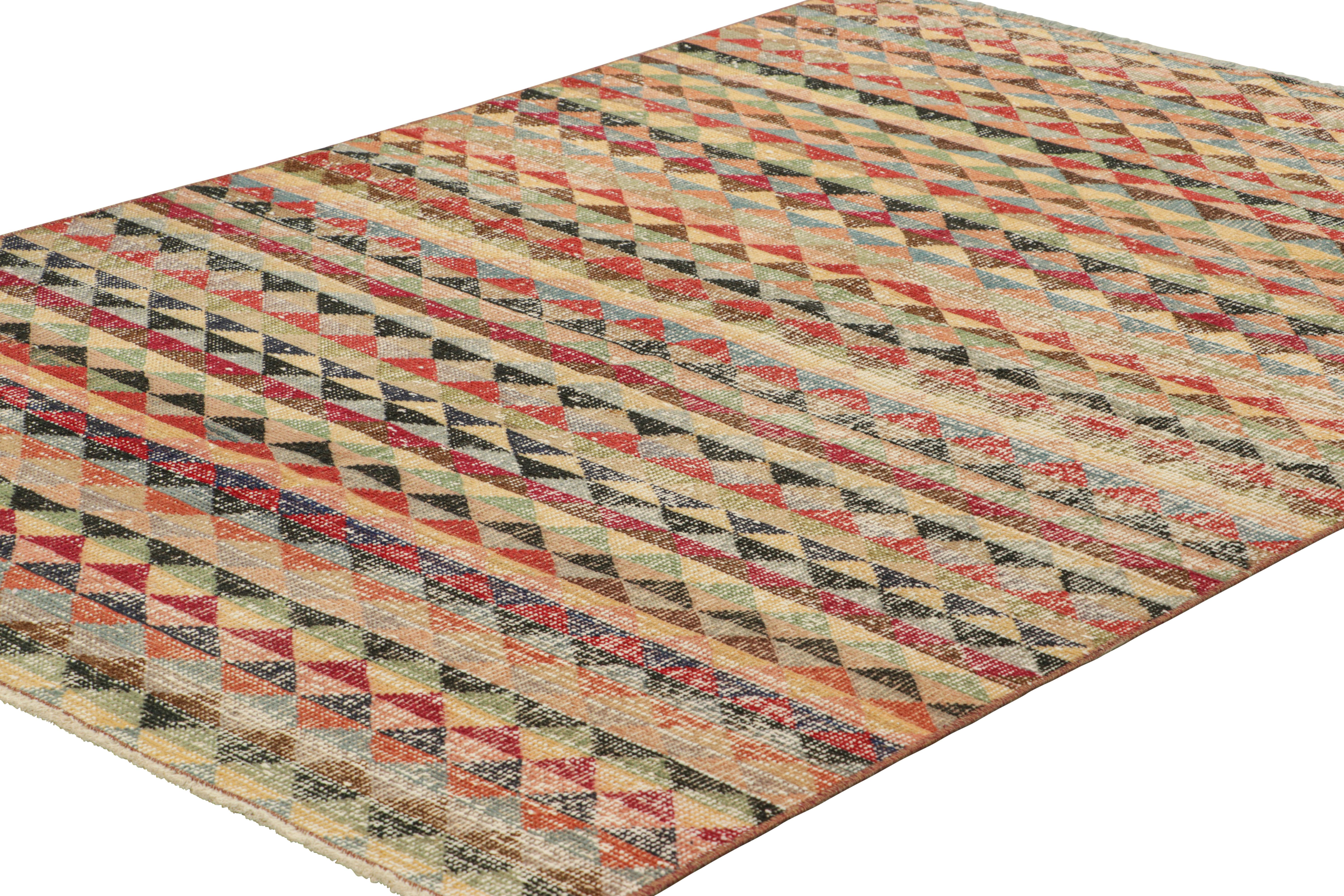 Hand-Knotted Vintage Zeki Müren Rug with Polychromatic Geometric Patterns from Rug & Kilim For Sale