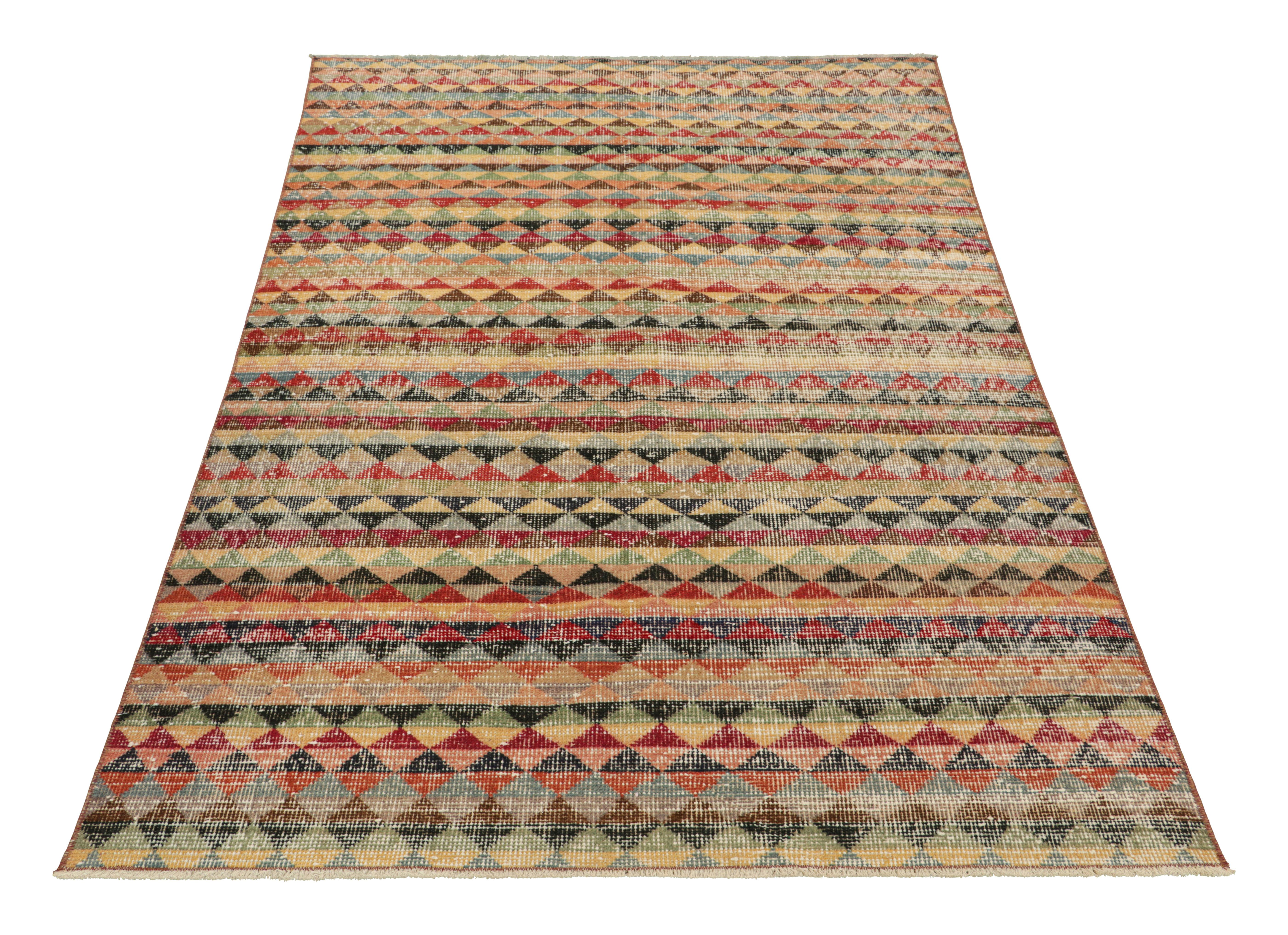 Vintage Zeki Müren Rug with Polychromatic Geometric Patterns from Rug & Kilim In Good Condition For Sale In Long Island City, NY